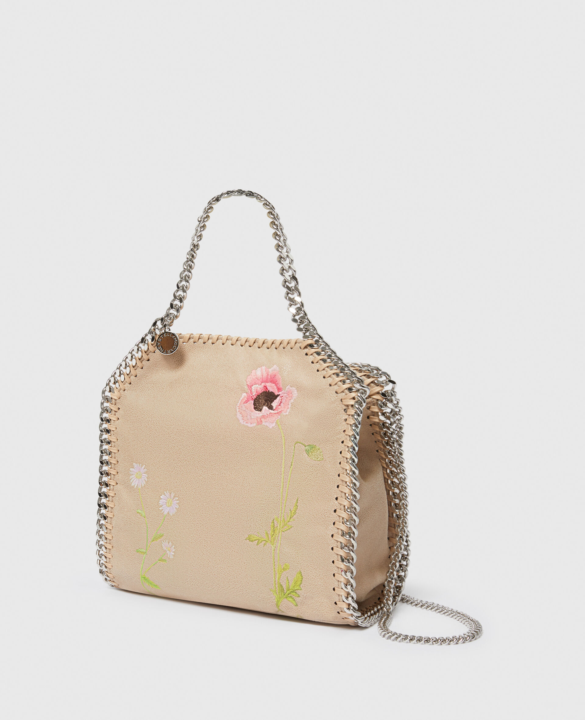 Mini cabas avec broderie florale Falabella-Cream-large image number 1