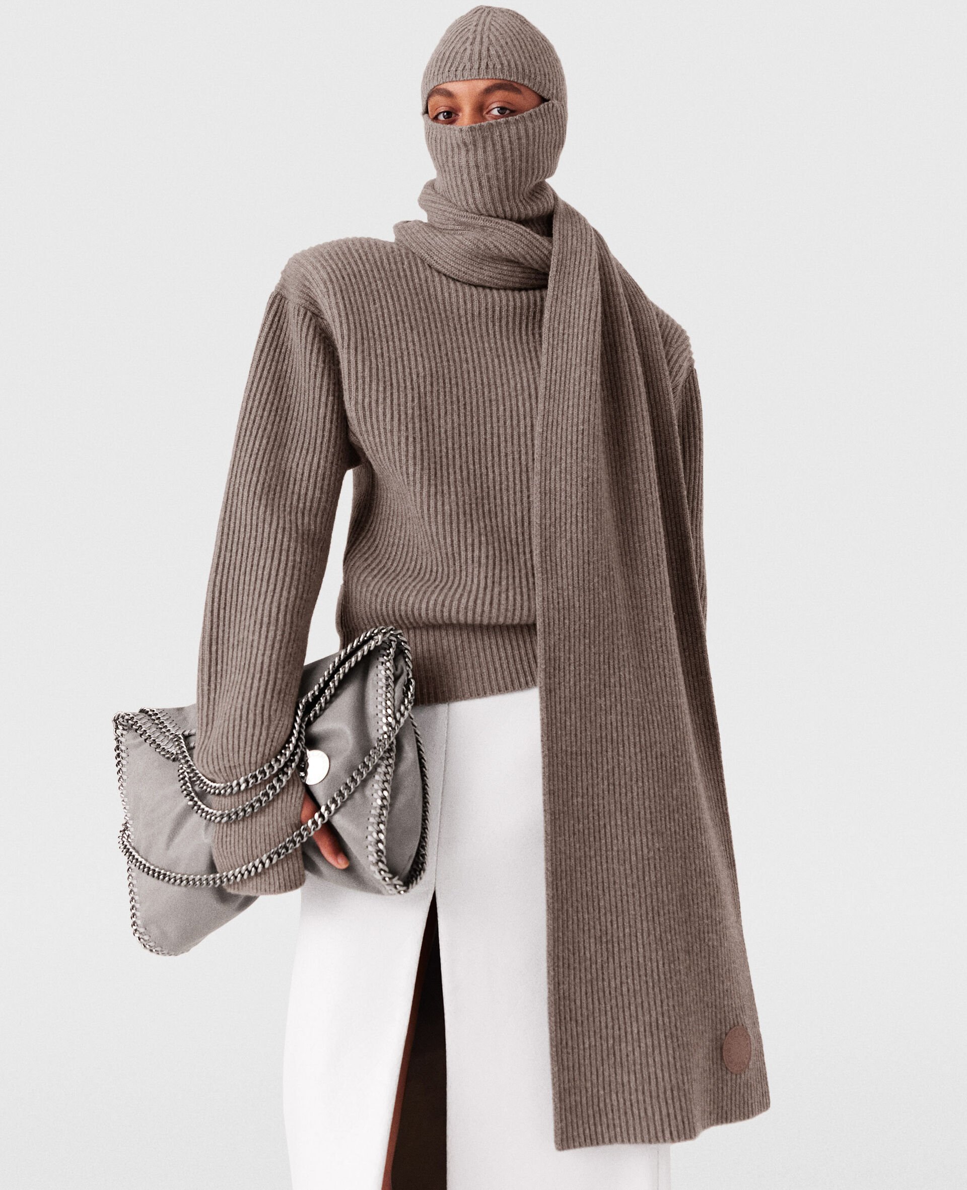 Ribbed Balaclava -Brown-large image number 5