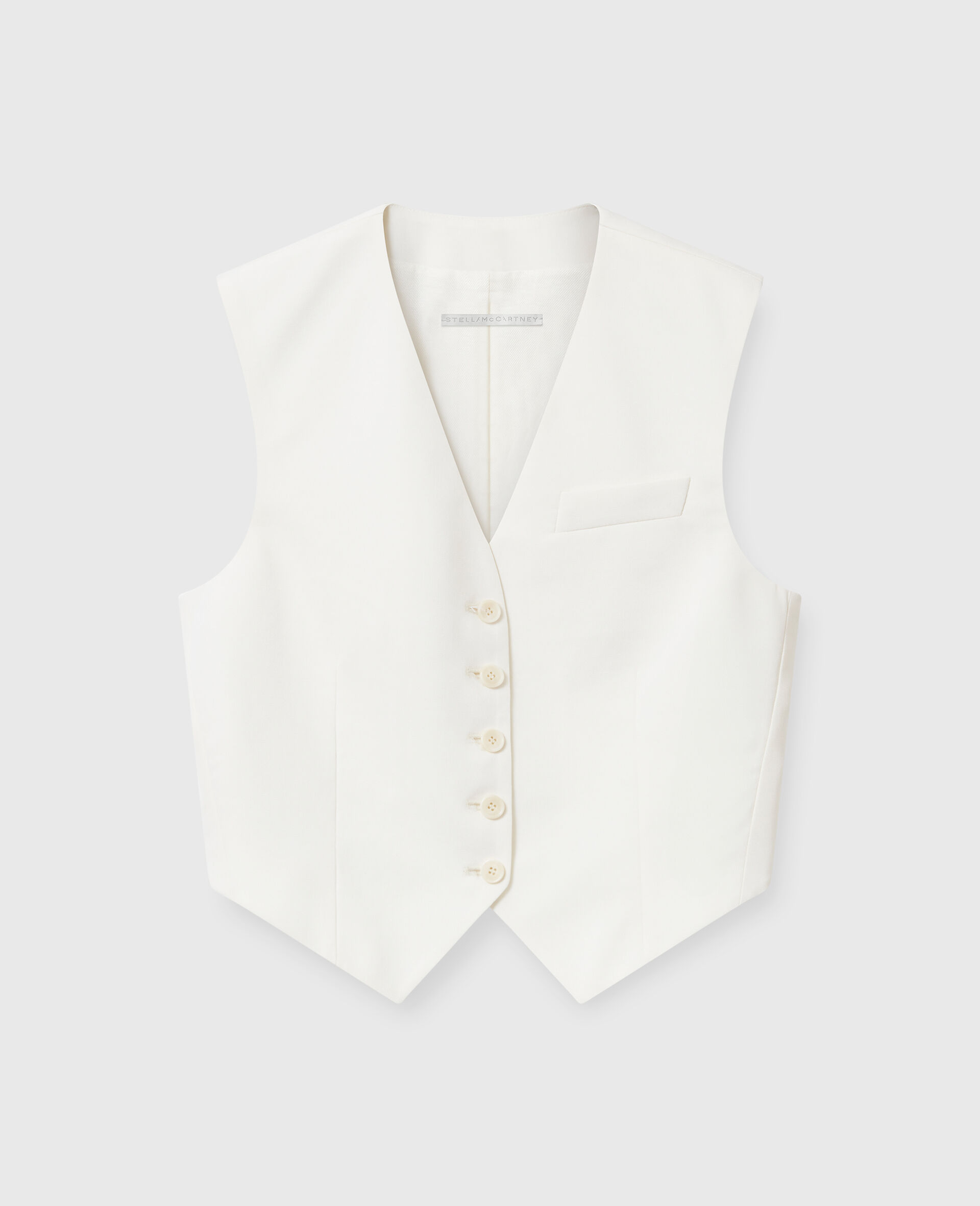 Cropped Tailored Wool Waistcoat-Cream-medium