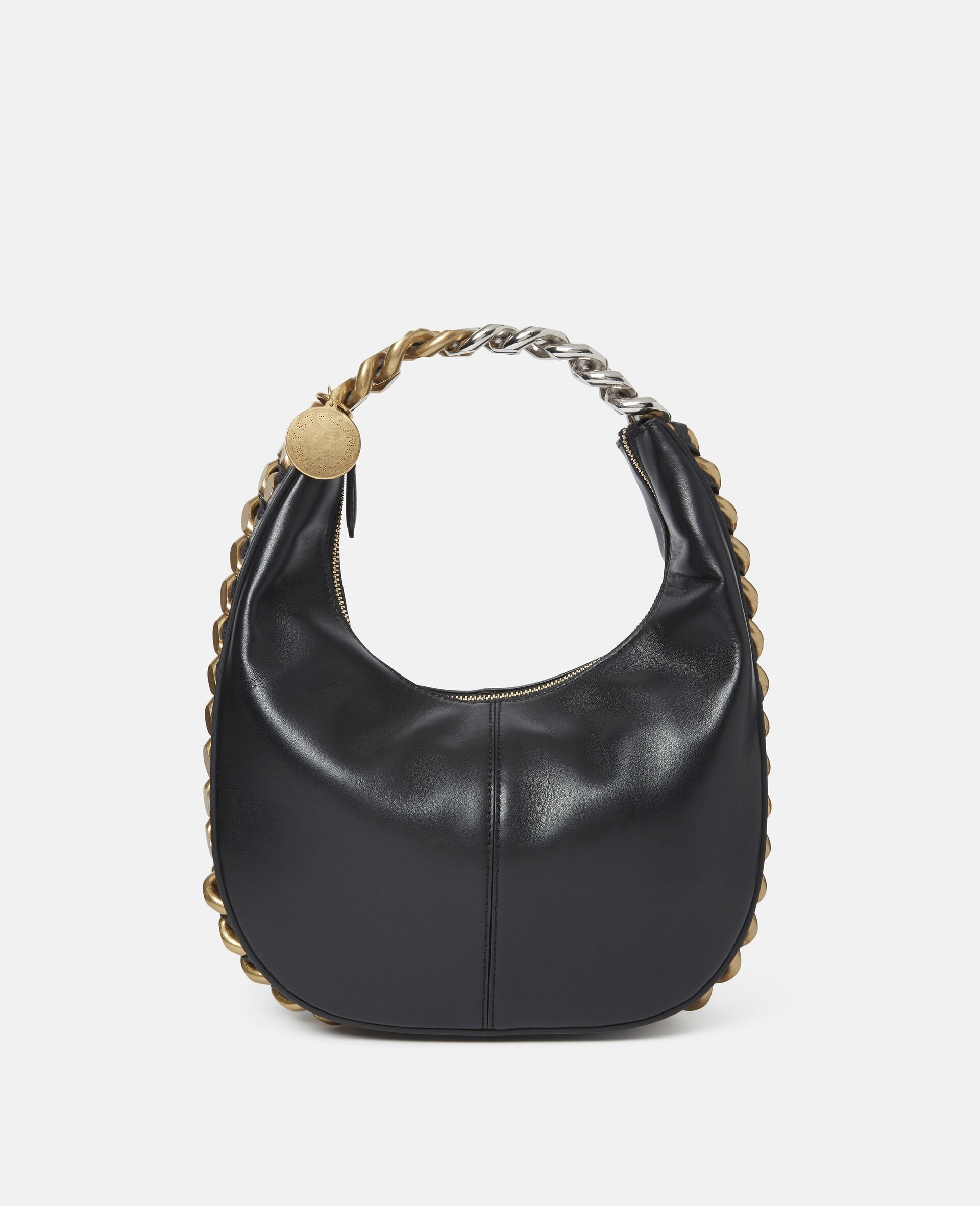 Borsa a Spalla Piccola con Zip Frayme-Nero-large image number 0
