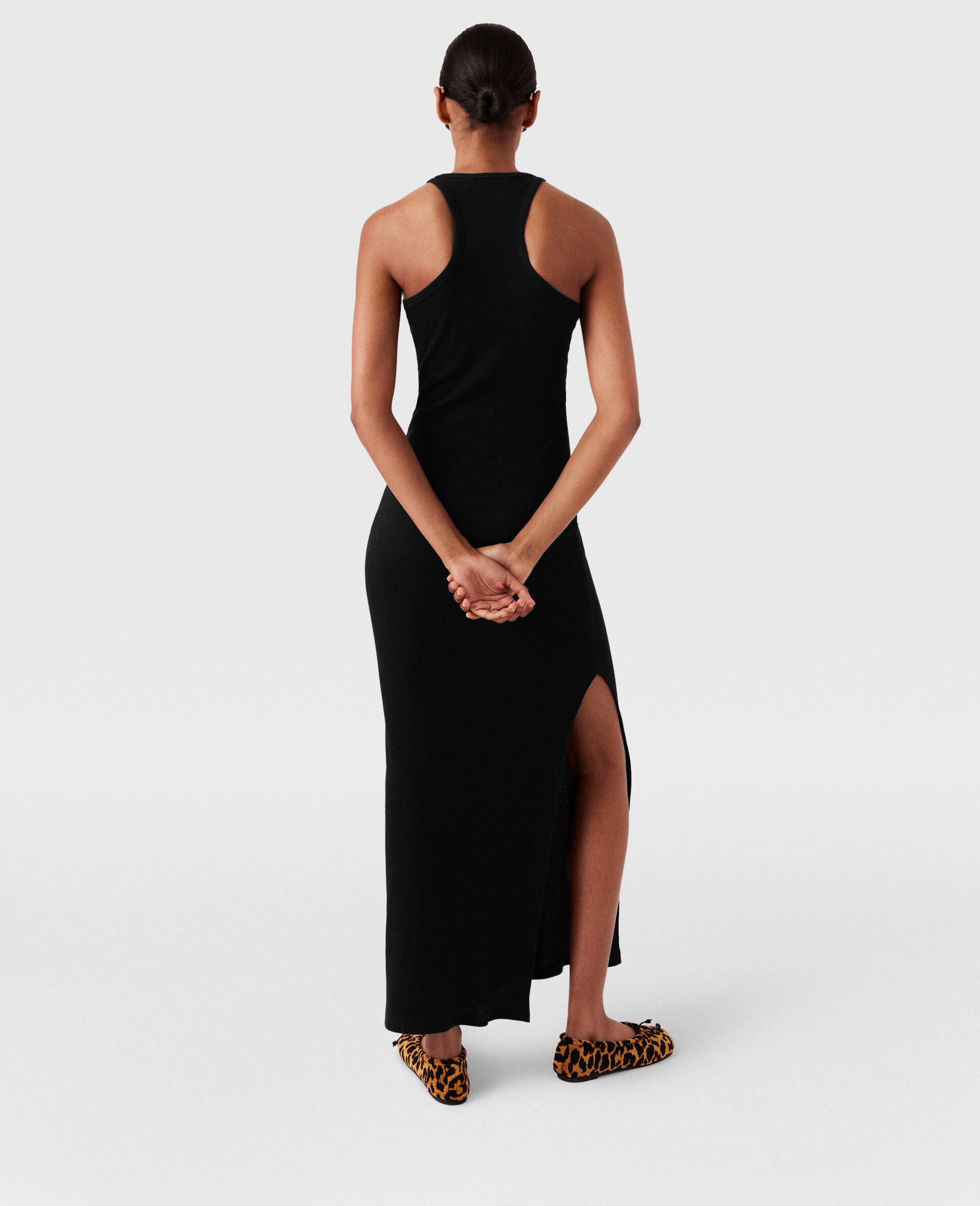 Midikleid mit Logo-Kette-Schwarz-large image number 4