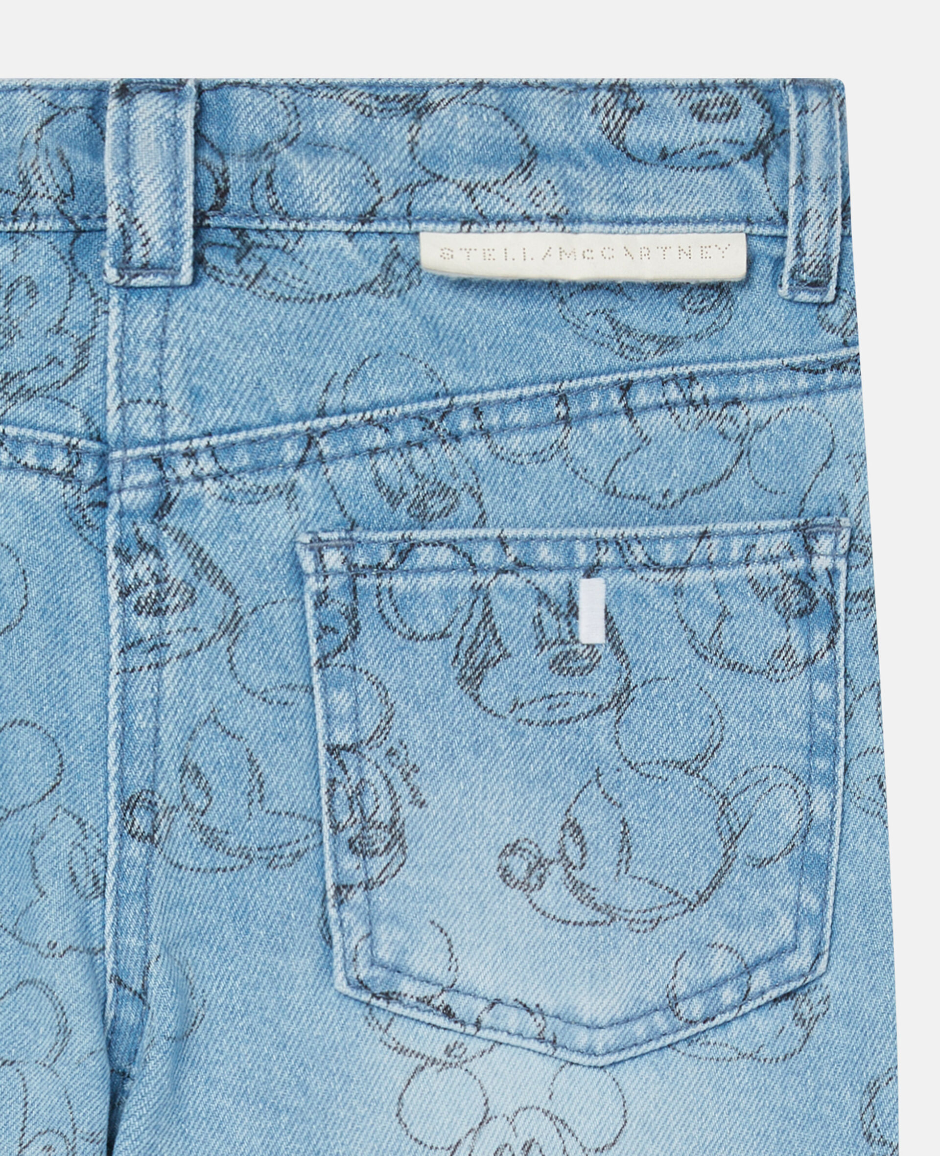 Fantasia Mickey Face Print Denim Trousers-Blue-large image number 2