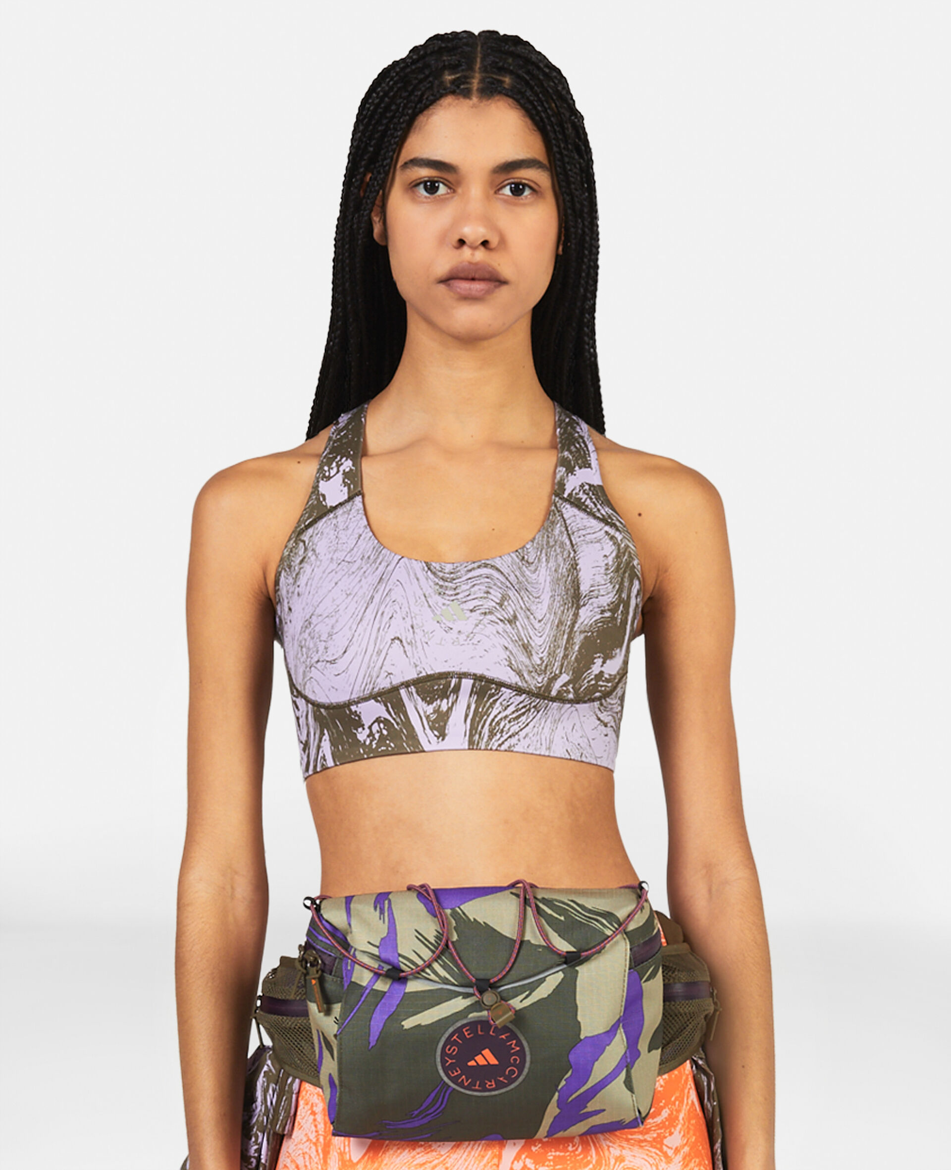 TruePurpose Moire Wood Print Medium Support Sports Bra-Multicolour-large image number 3