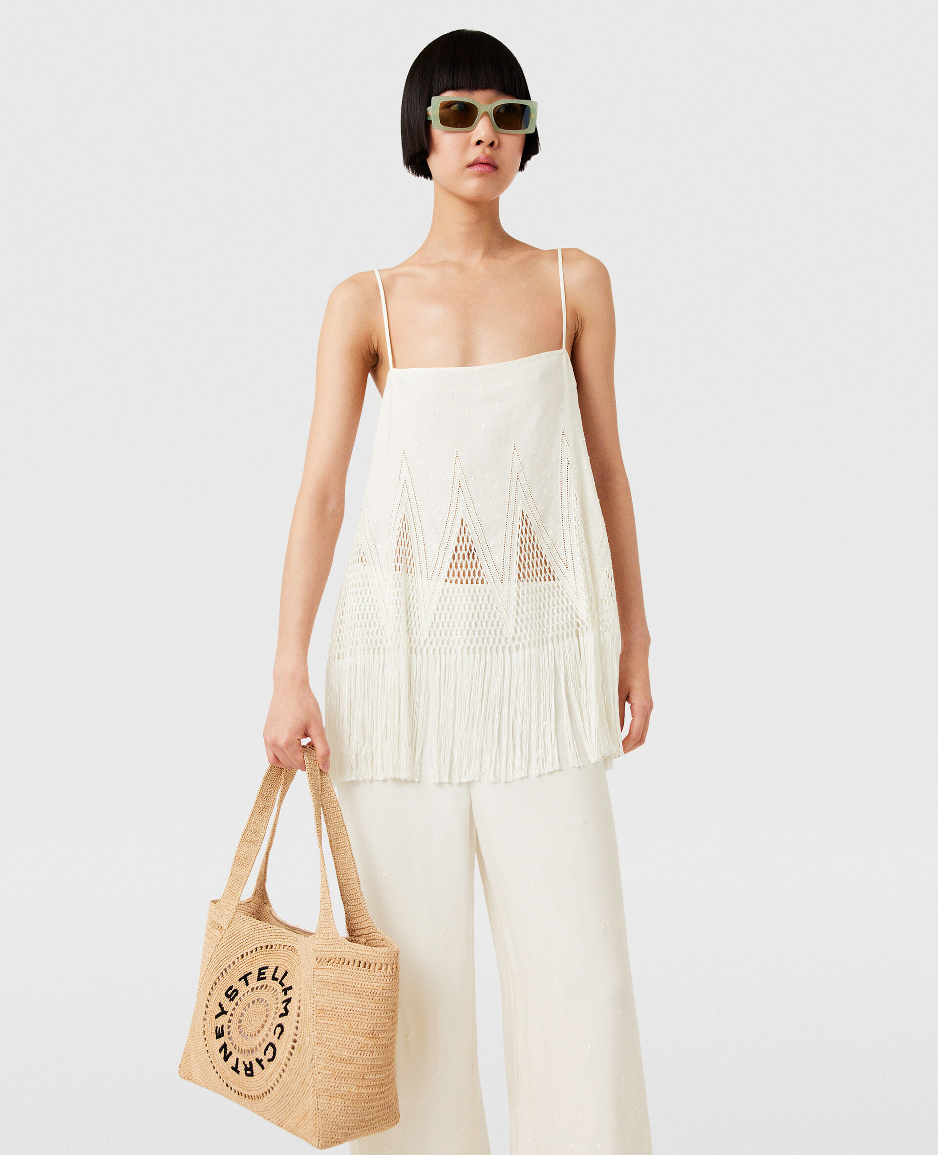 Logo Raffia Medium Tote Bag-Beige-large image number 5