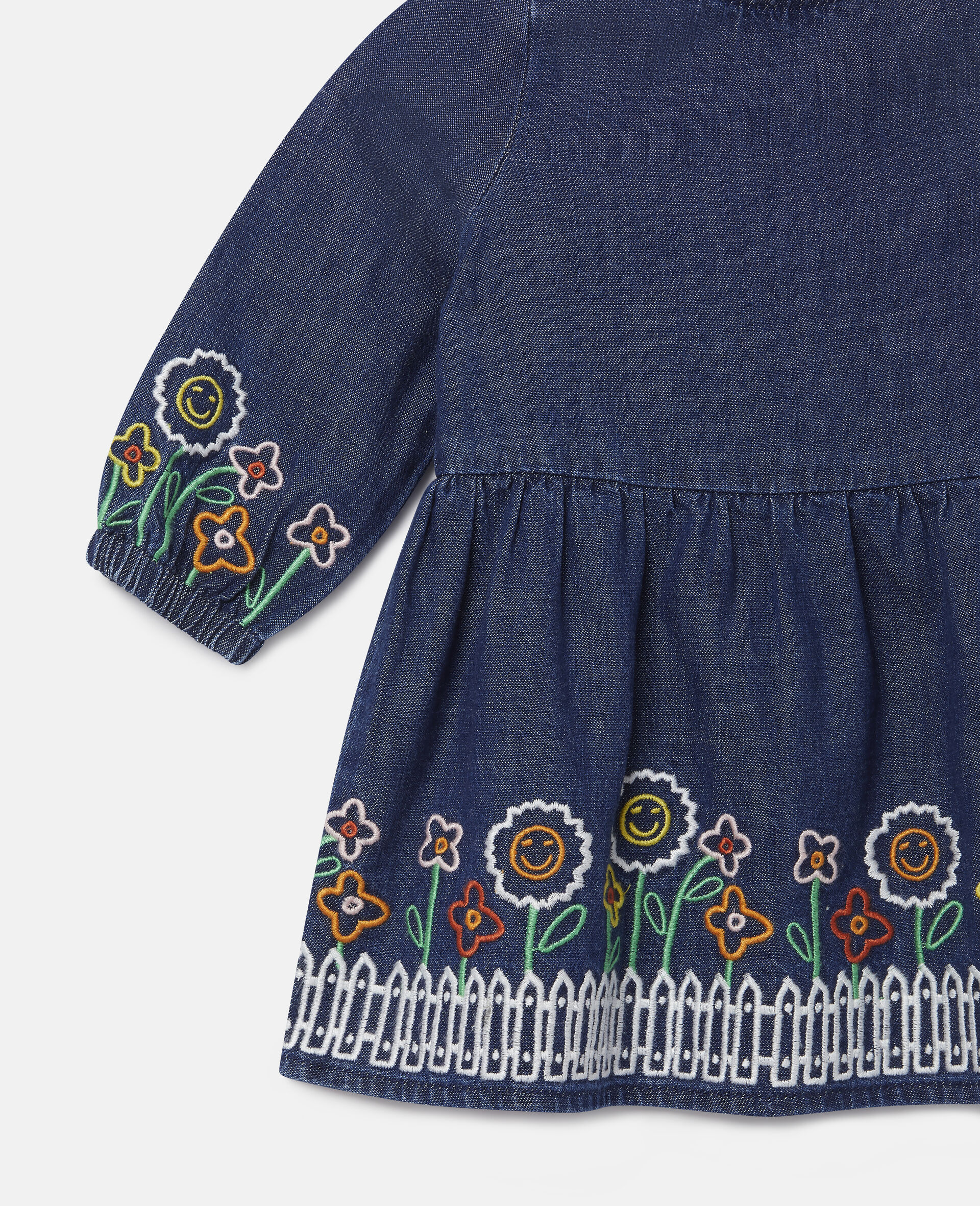 Embroidered Garden Denim Dress-Blue-large image number 1