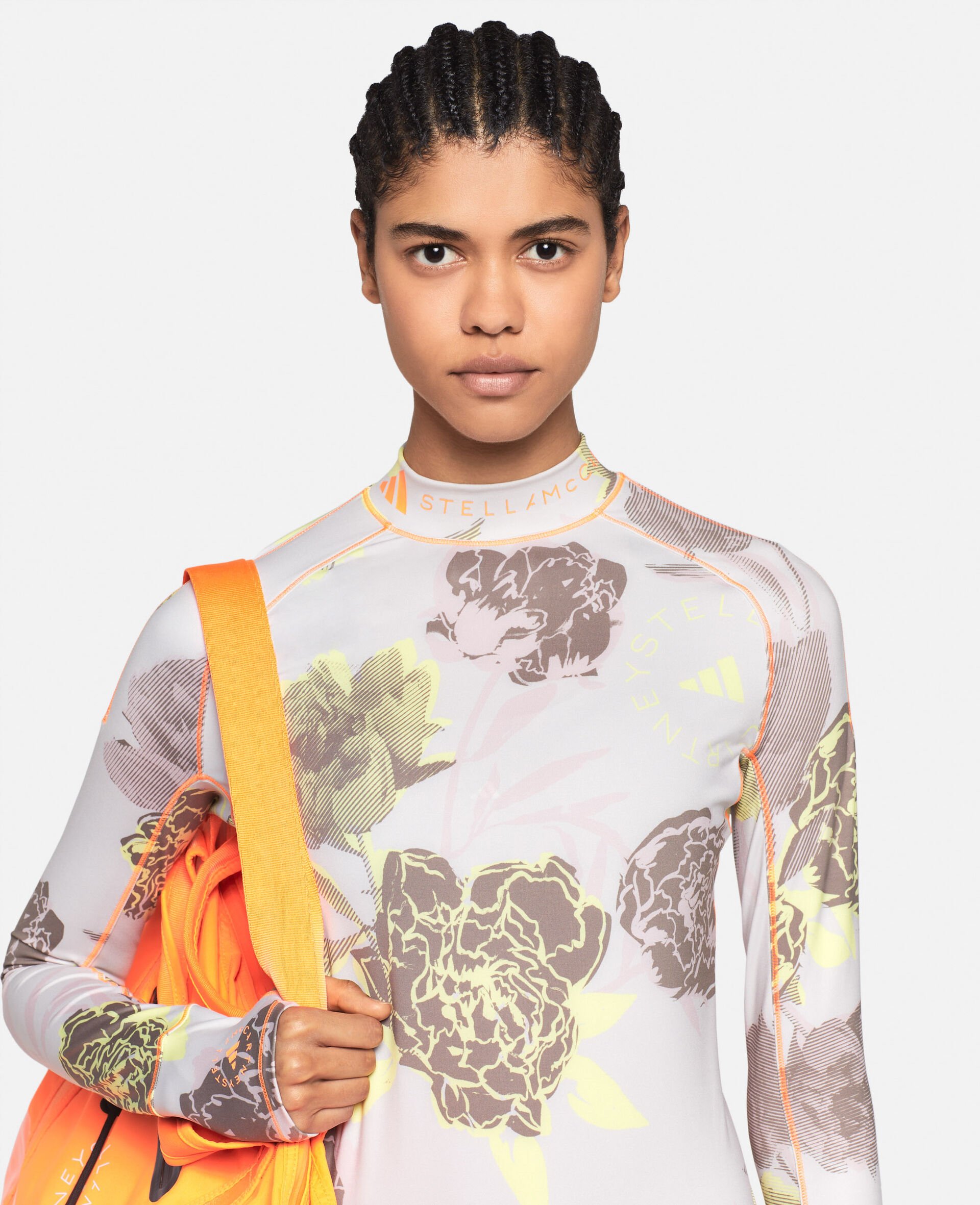 TruePurpose Peony Print Long Sleeve Cropped Midlayer Top-Multicolour-large image number 3