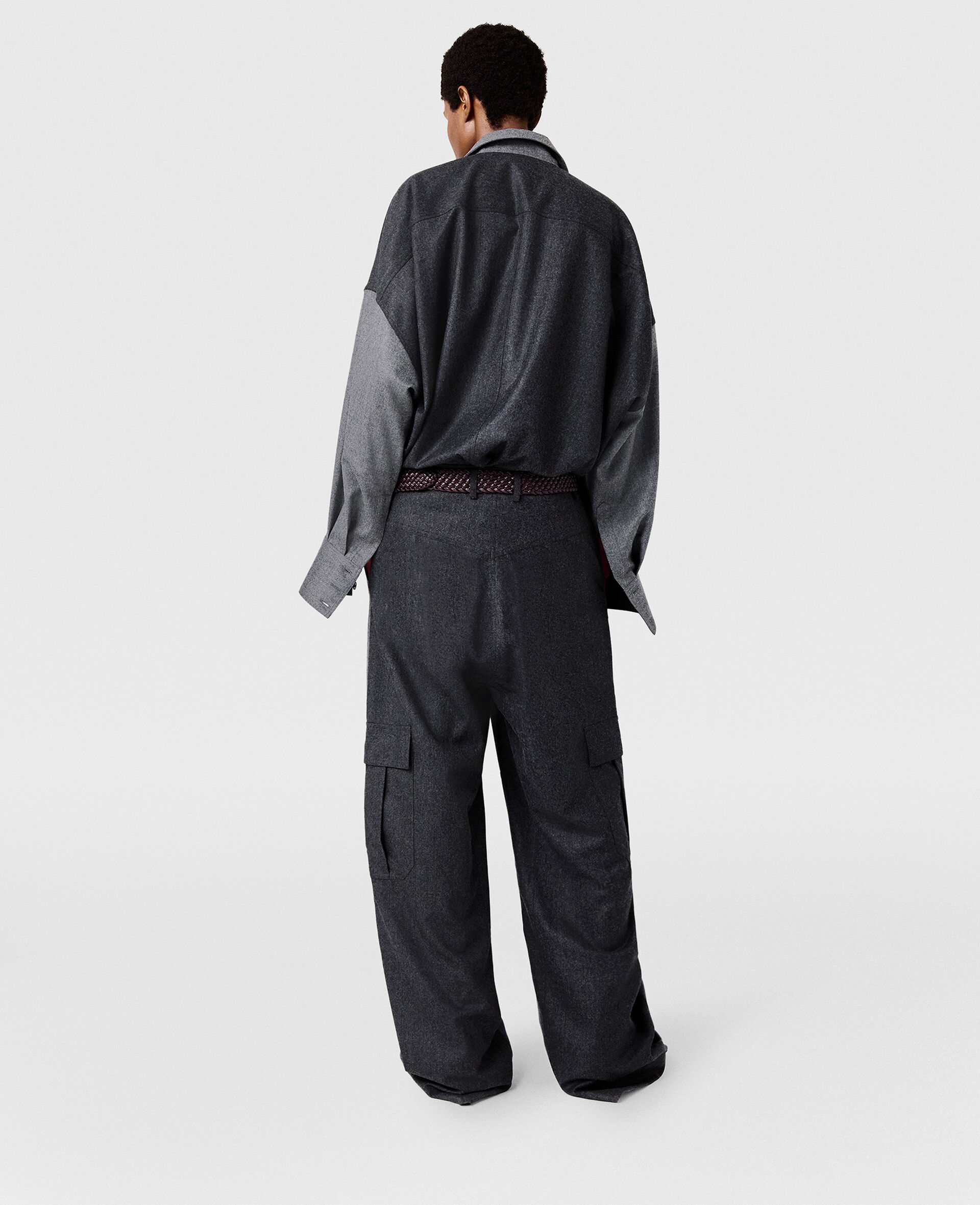 Paneled Slouchy Cargo Pants-Grey-large image number 3