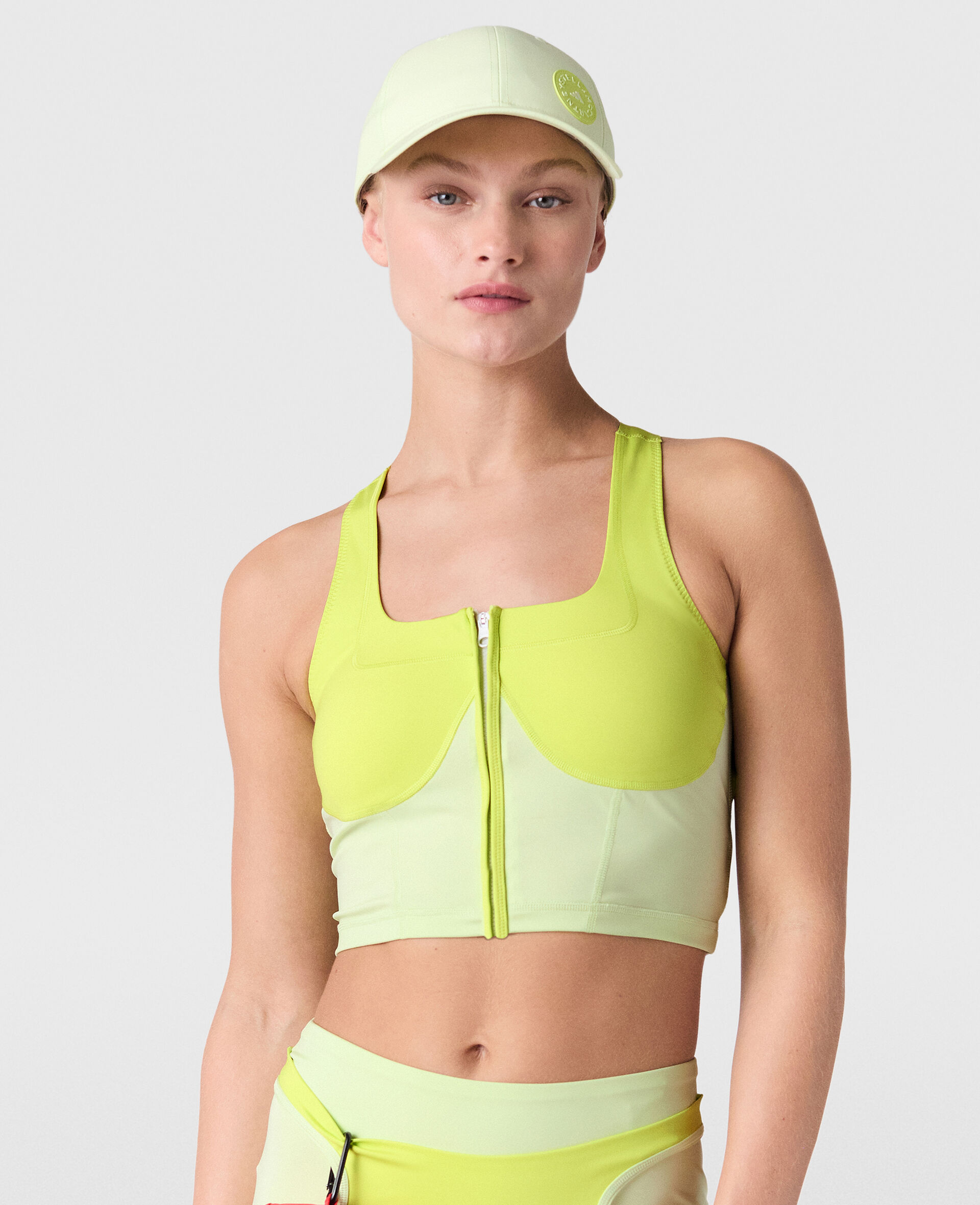 TrueLife Zipped Crop Top -Green-model