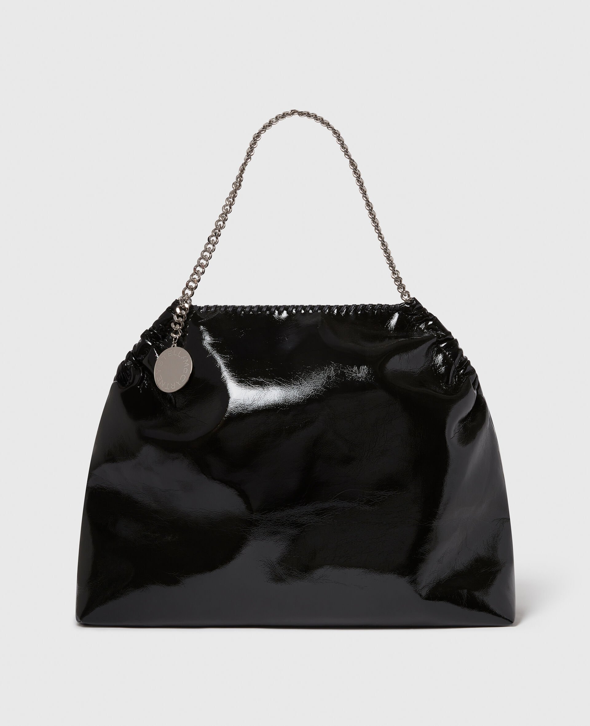 Borsa Tote Falabella In Pelle Verniciata Con Coulisse-Gold-medium