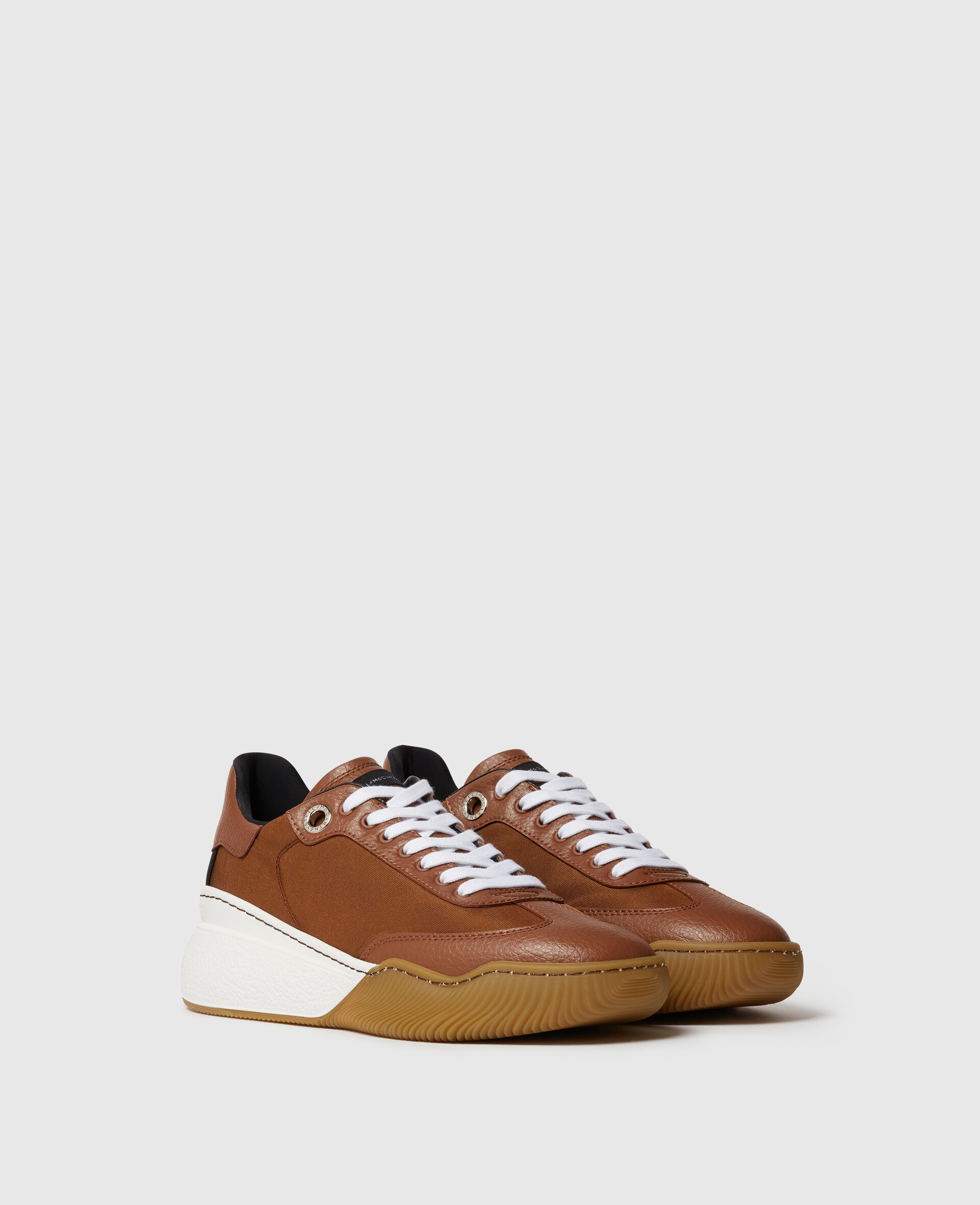 Loop Panelled Trainers-Brown-medium