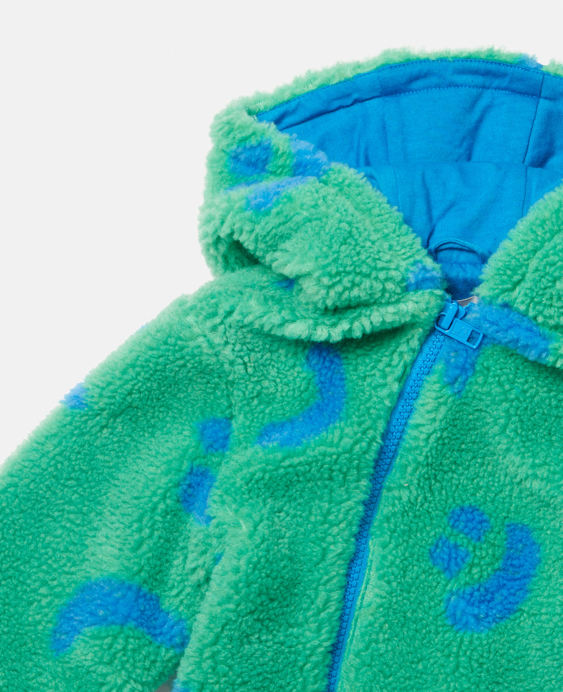 Teddy Fleece Smiley Face Print All In One-Green-large image number 1