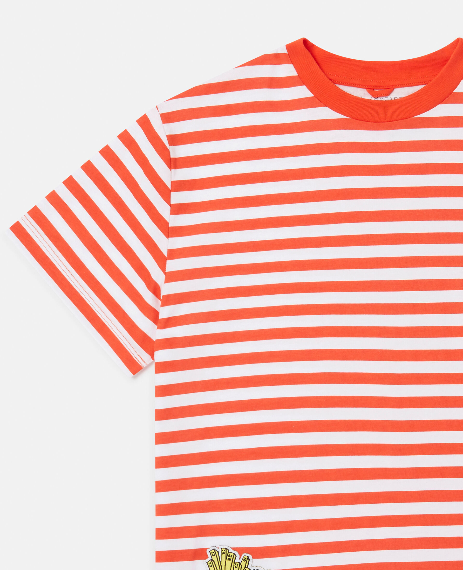 Fast Food Embroidery Striped T-Shirt-Multicolour-large image number 1