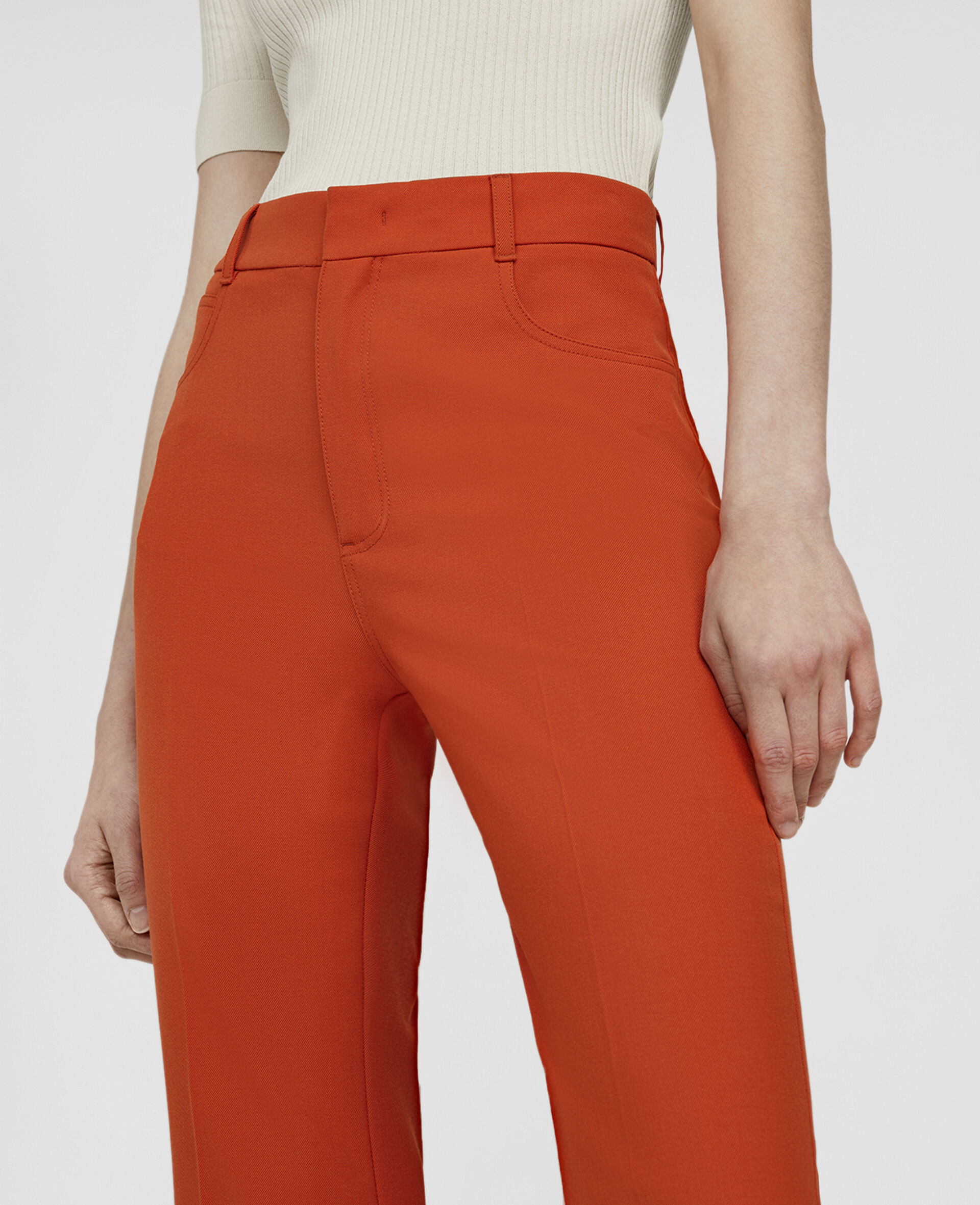 Twill Kick-Flare Tailored Trousers-Orange-large image number 3