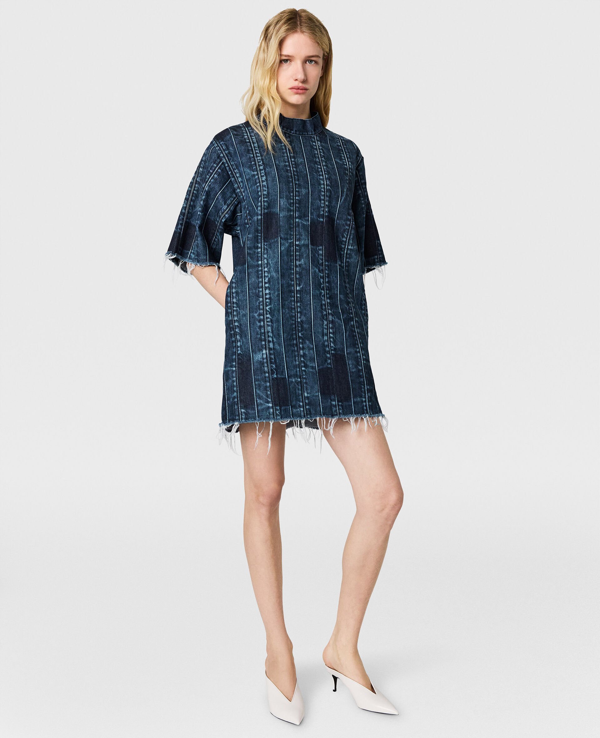 Robe t shirt avec detail a la taille-Bleu-large image number 4