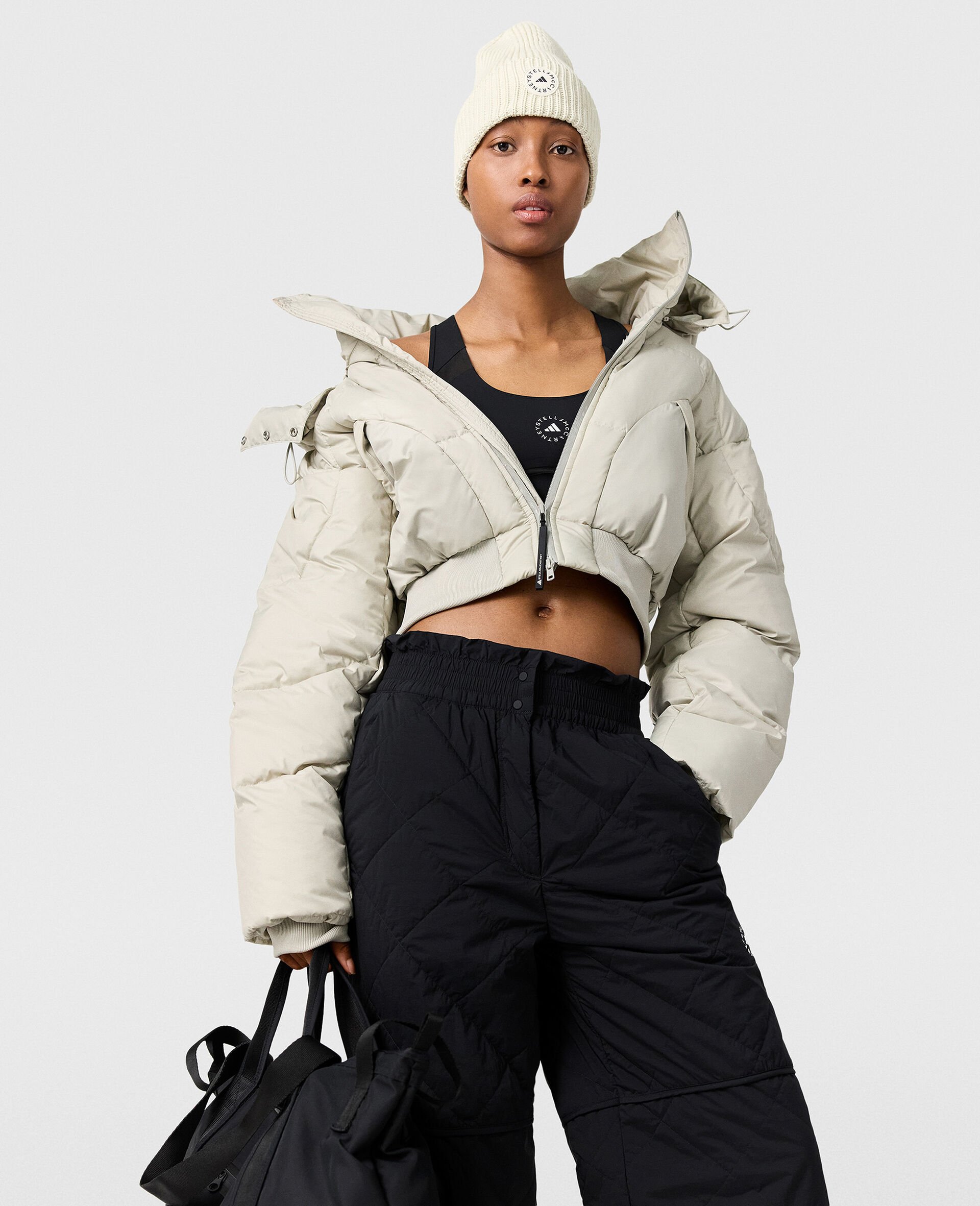 TrueNature Cropped Padded Jacket-Grey-model
