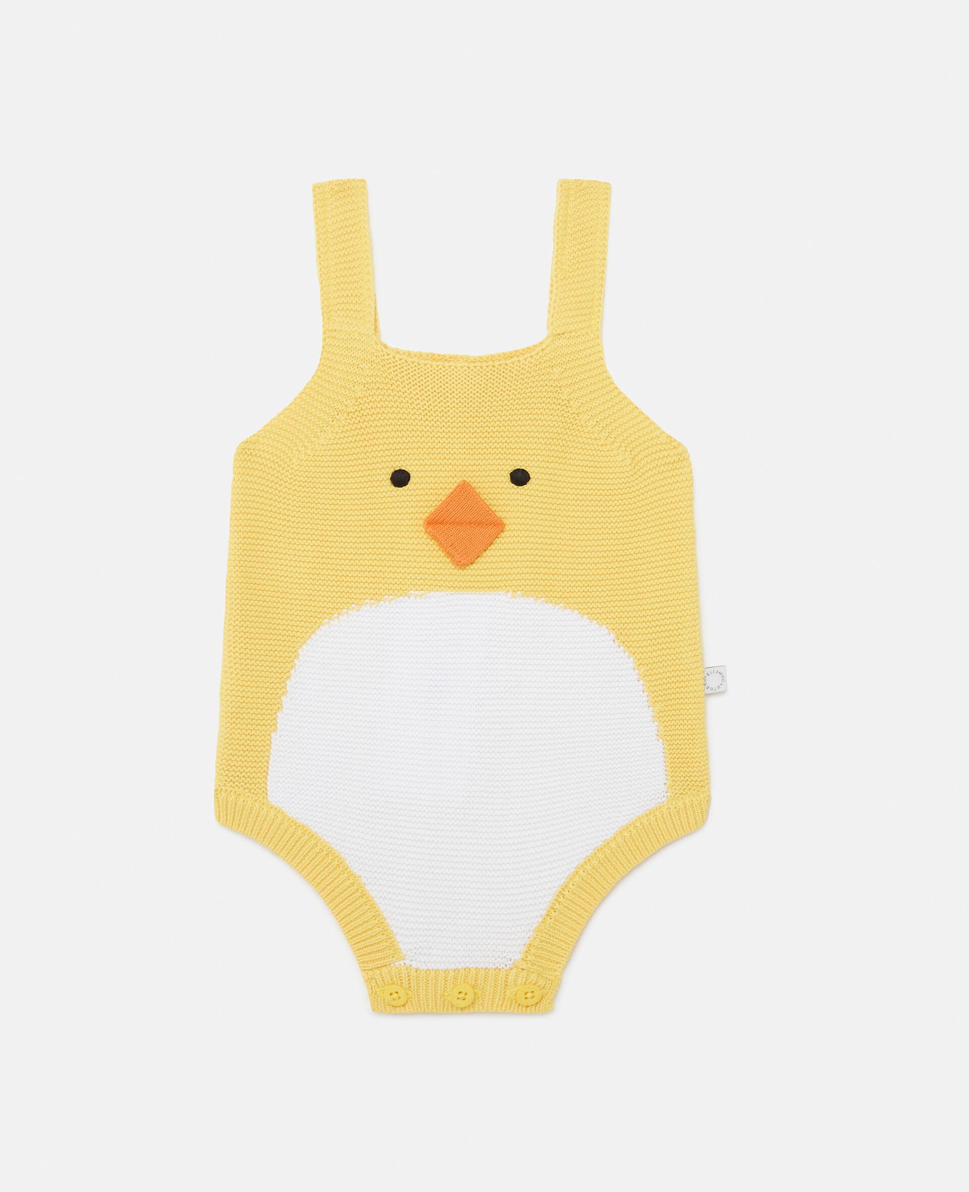 Chick Embroidered Sleeveless Romper-Yellow-medium