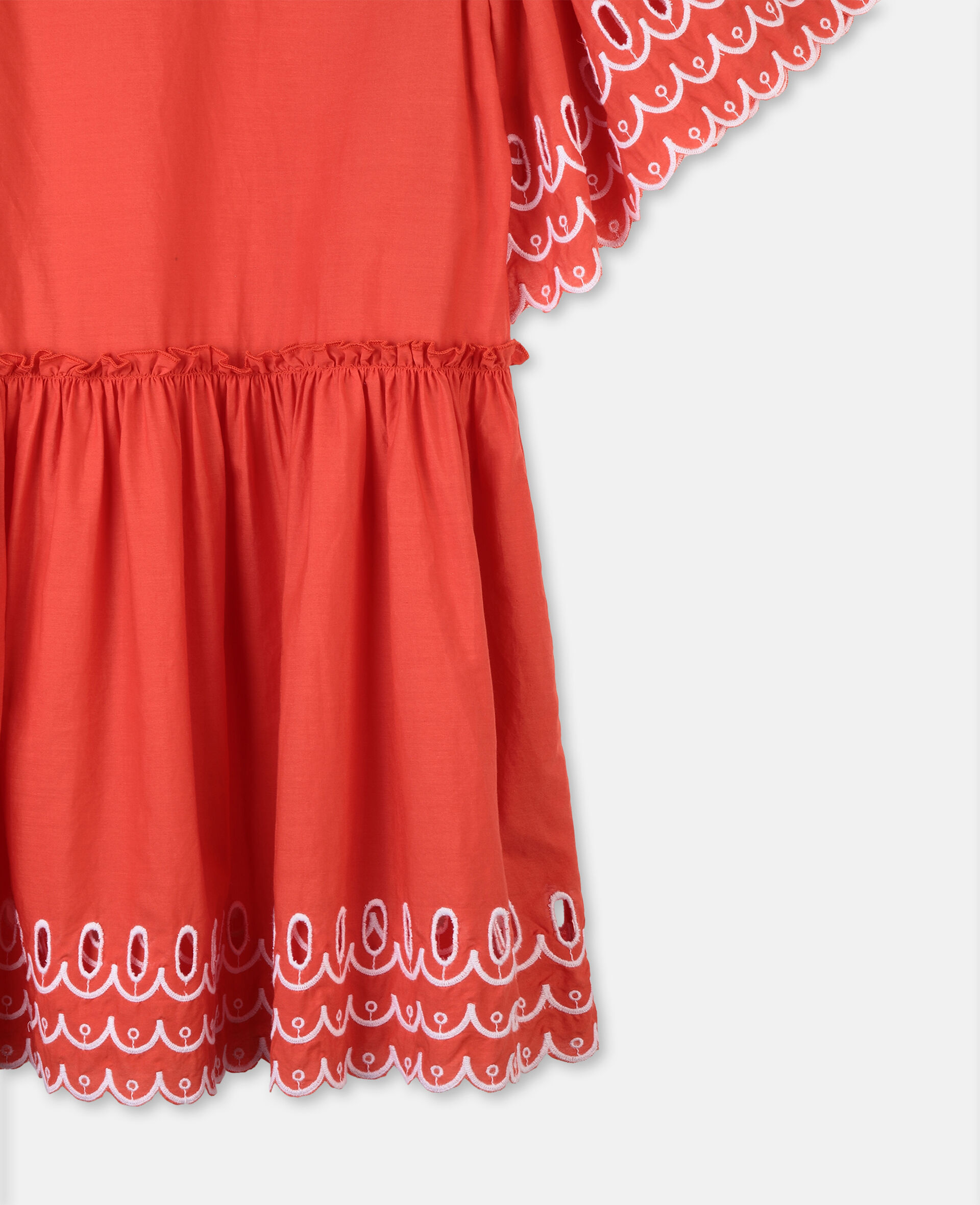 Scalloped Cotton Dress-Red-large image number 2