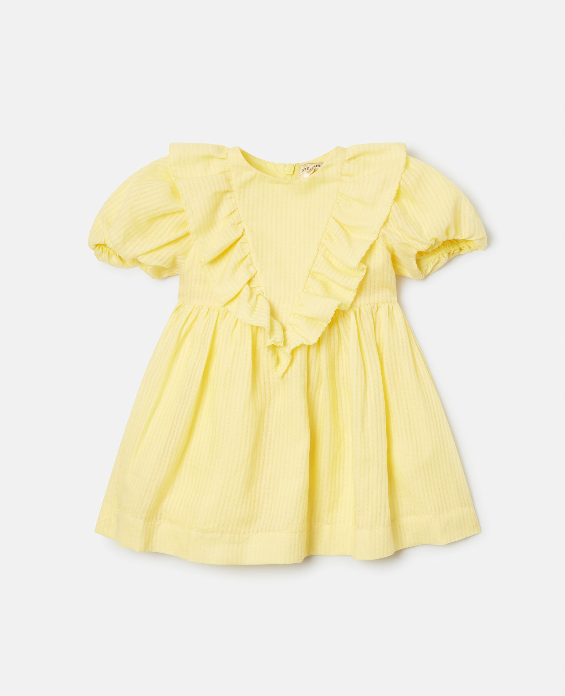 Frill Trim Puff Sleeve Dress-Yellow-large image number 0