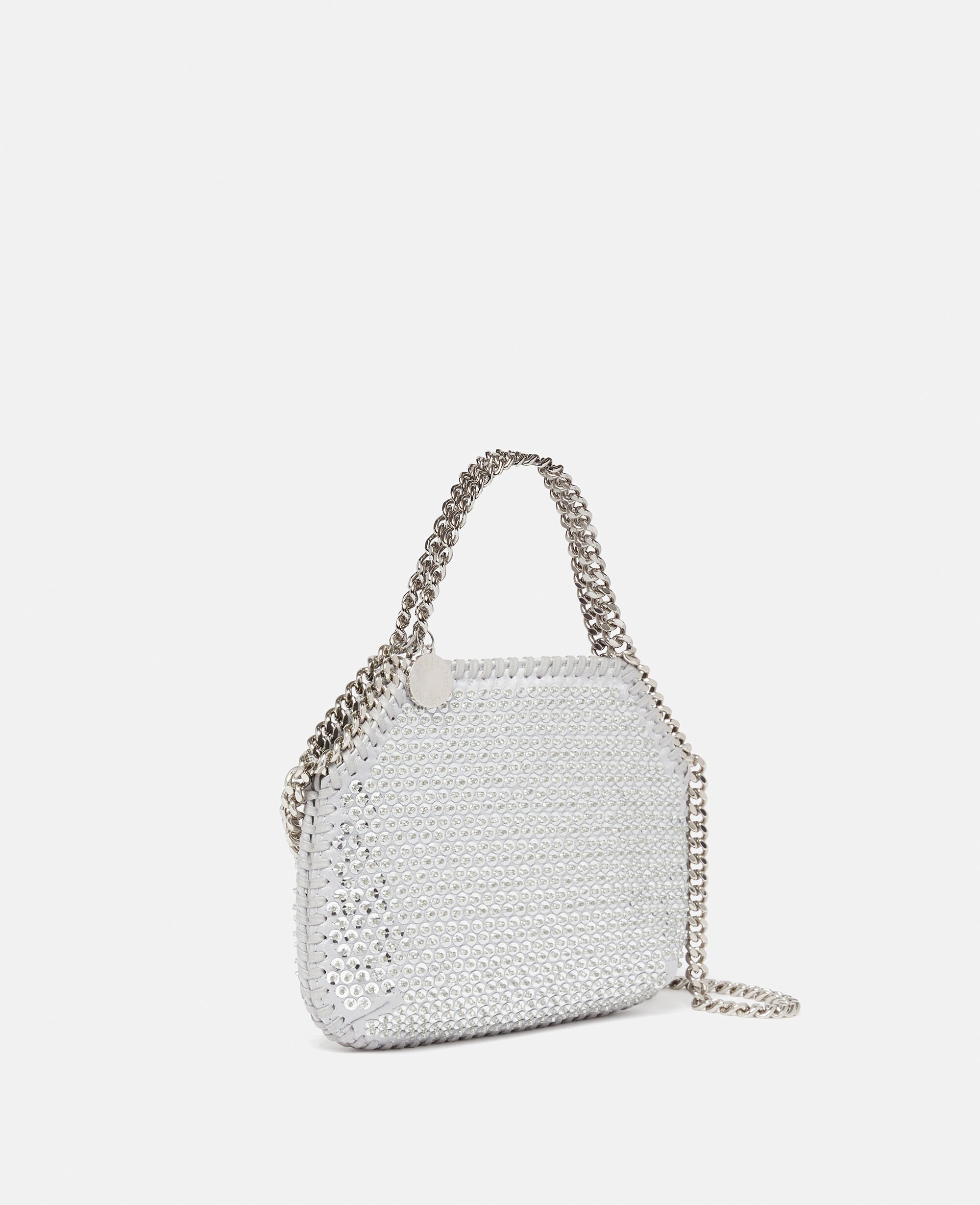 国内発送★Stella Mccartney★Hob ハンドバック Silver Stella McCartney studded-logo Metallic Shoulder Bag | Silver