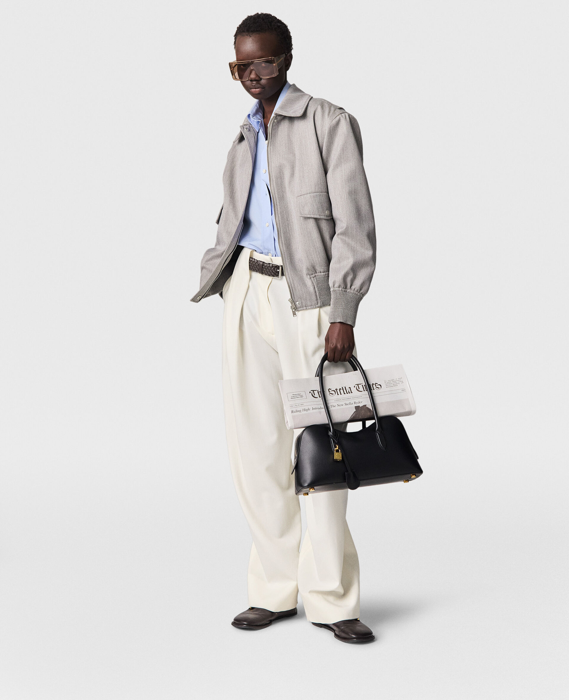 Bomber con Colletto Boxy-Grigio-large image number 5