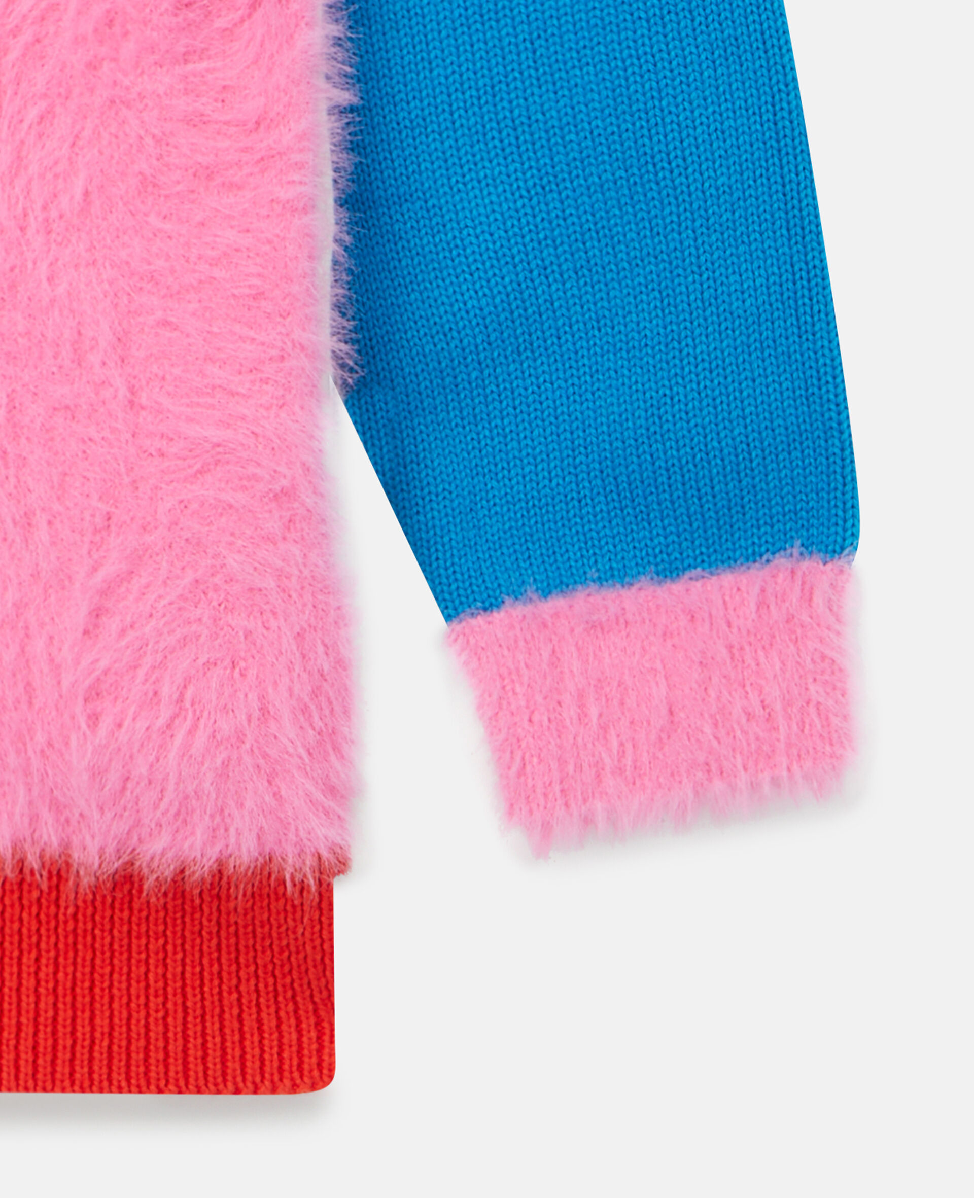 Colourblock Fuzzy Knit Intarsia Cardigan-Multicoloured-large image number 3