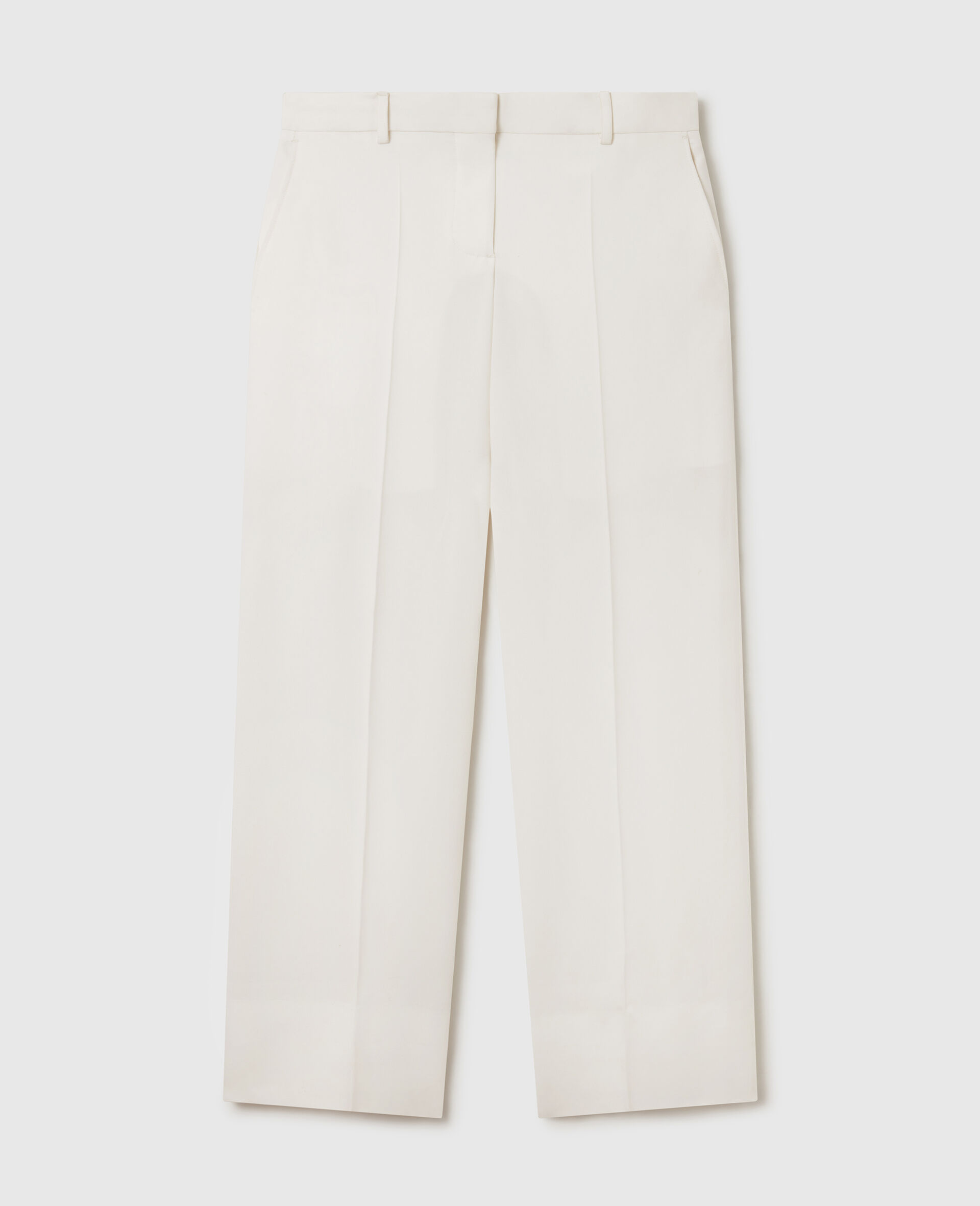 Pleated Straight-Leg Trousers-White-medium