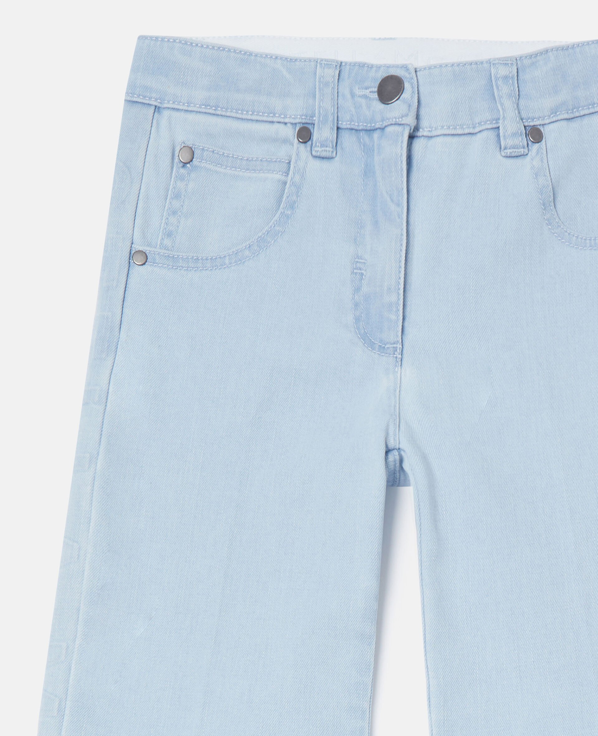 Flared Light Wash Denim Jeans-Blue-medium Flared Light Wash Denim Jeans-Blue-medium