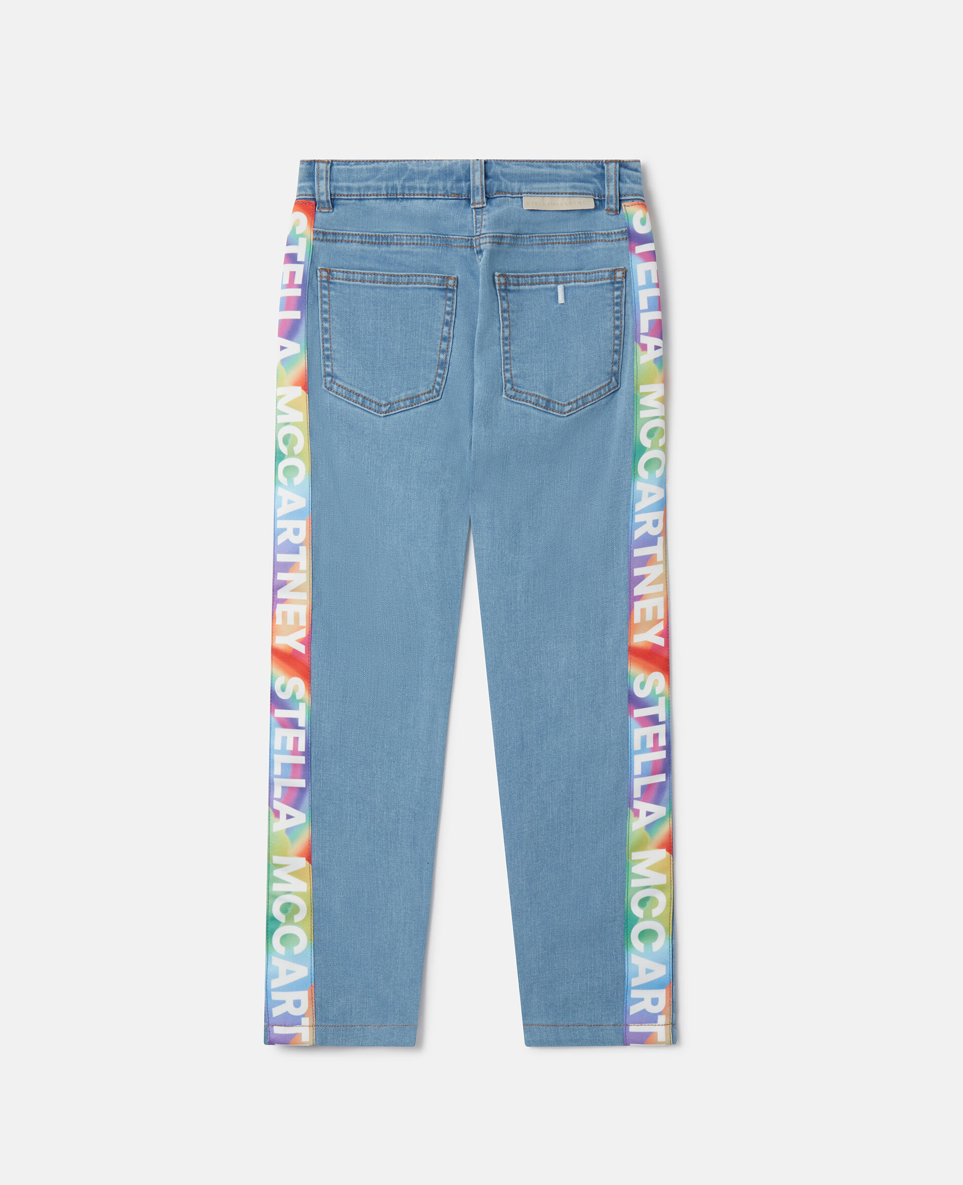 Rainbow Logo Tape Straight Leg Jeans-蓝色-large Rainbow Logo Tape Straight Leg Jeans-蓝色-large image number 2