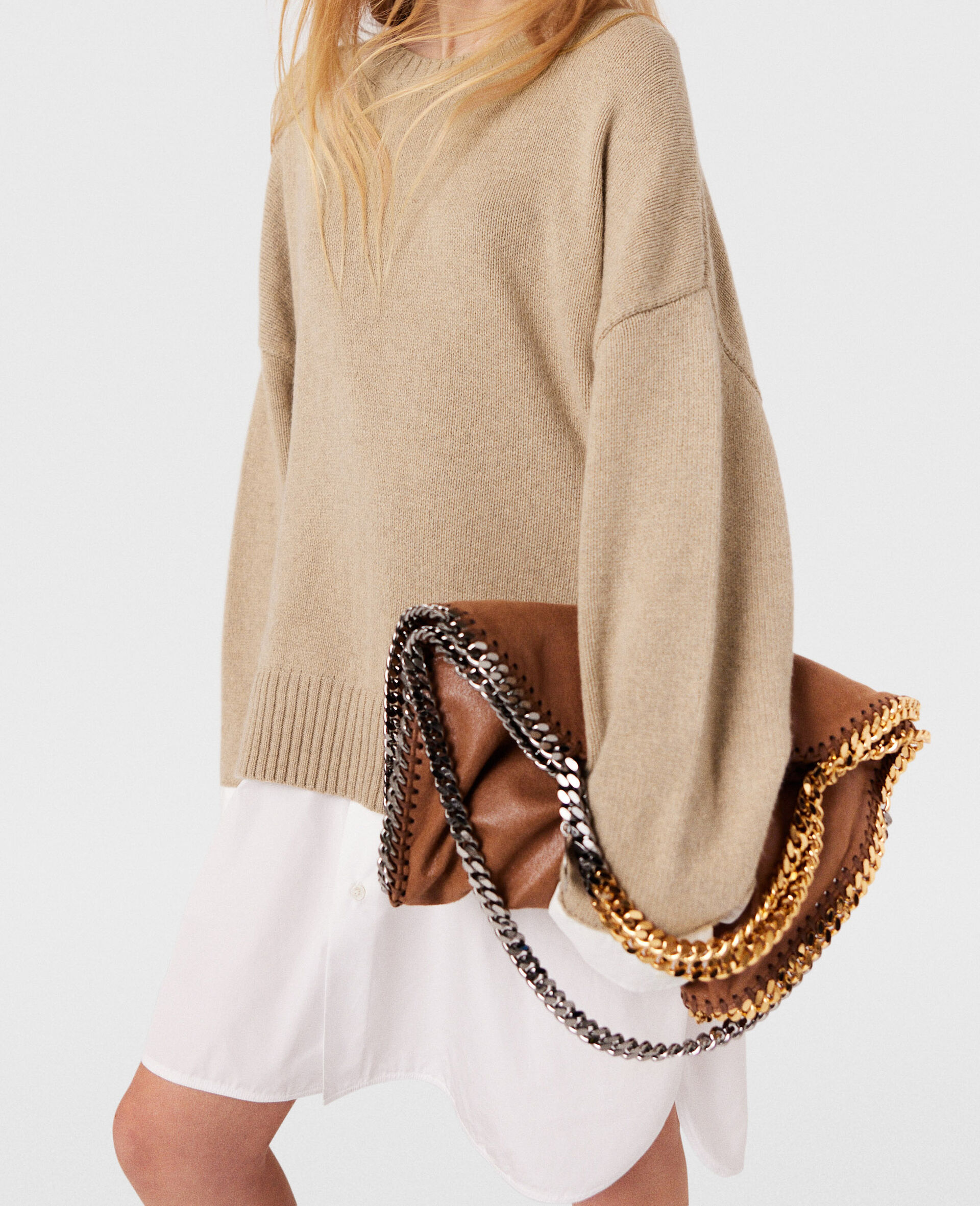 Shirting Details Long Sleeve Jumper-Beige-large image number 3