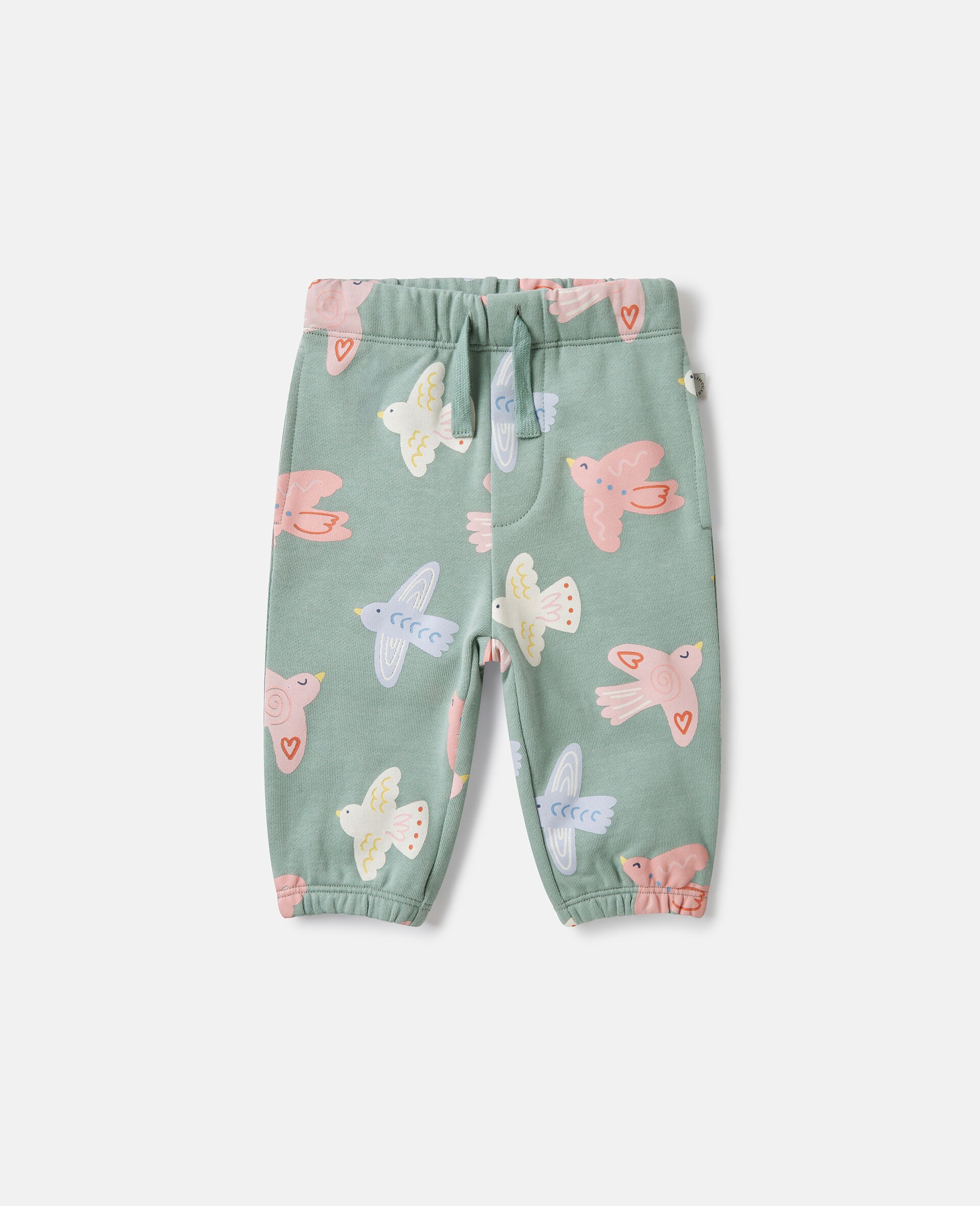 Dove Print Drawstring Sweatpants-Grey-medium