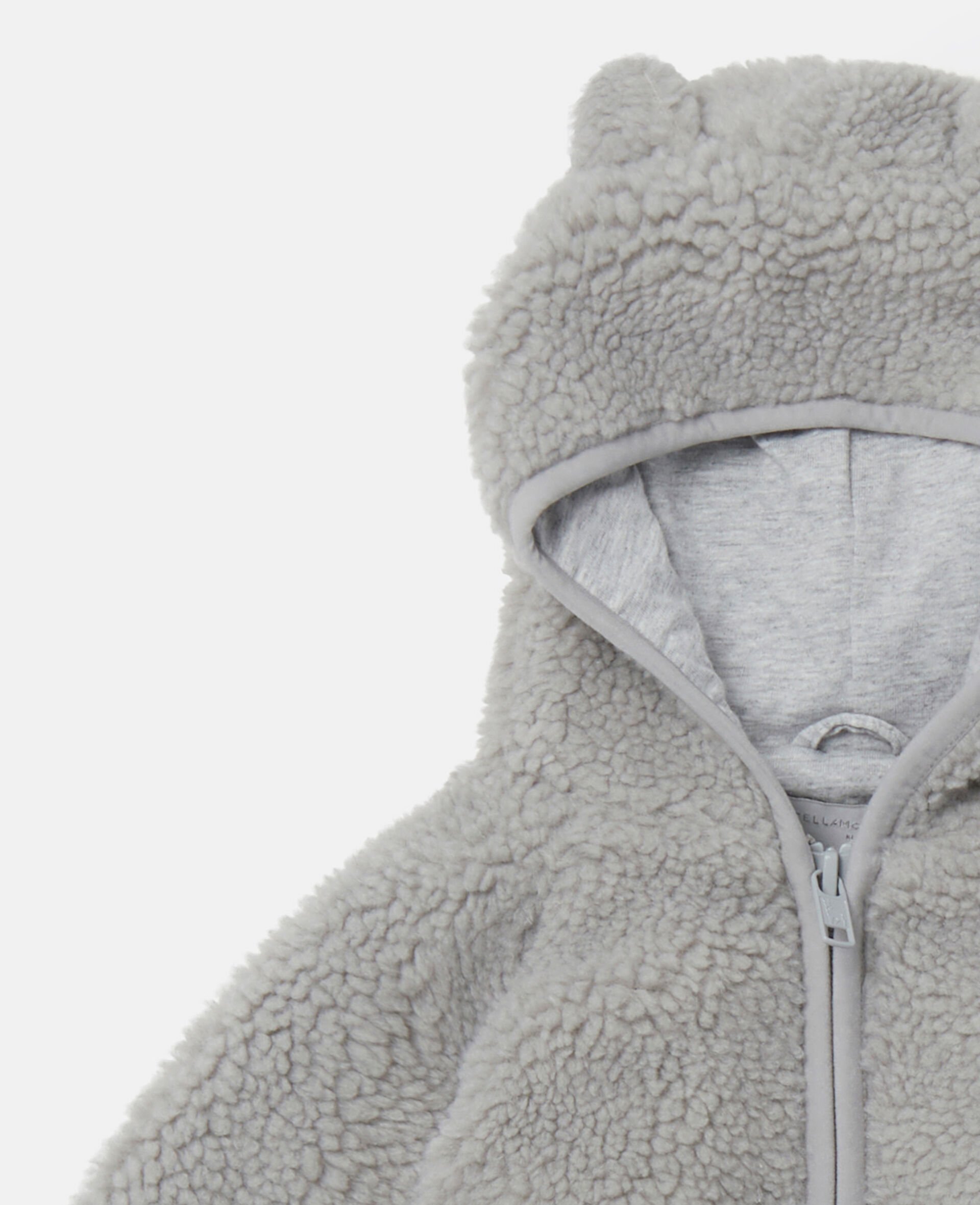 Bear Ear Hooded Fleece Jacket-Grey-large image number 1