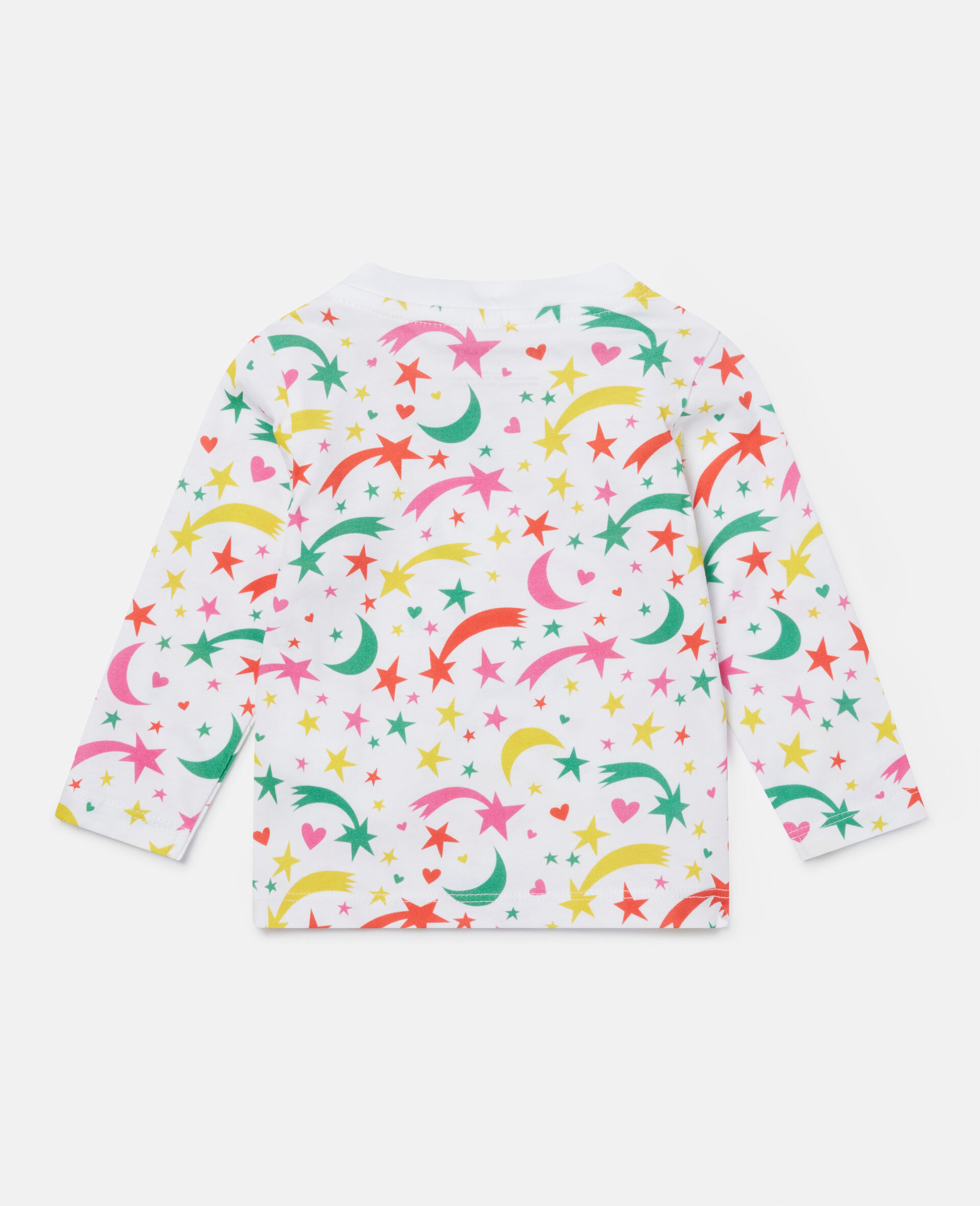 T-shirt in cotone con stampa stella cadente-Bianco-large image number 3