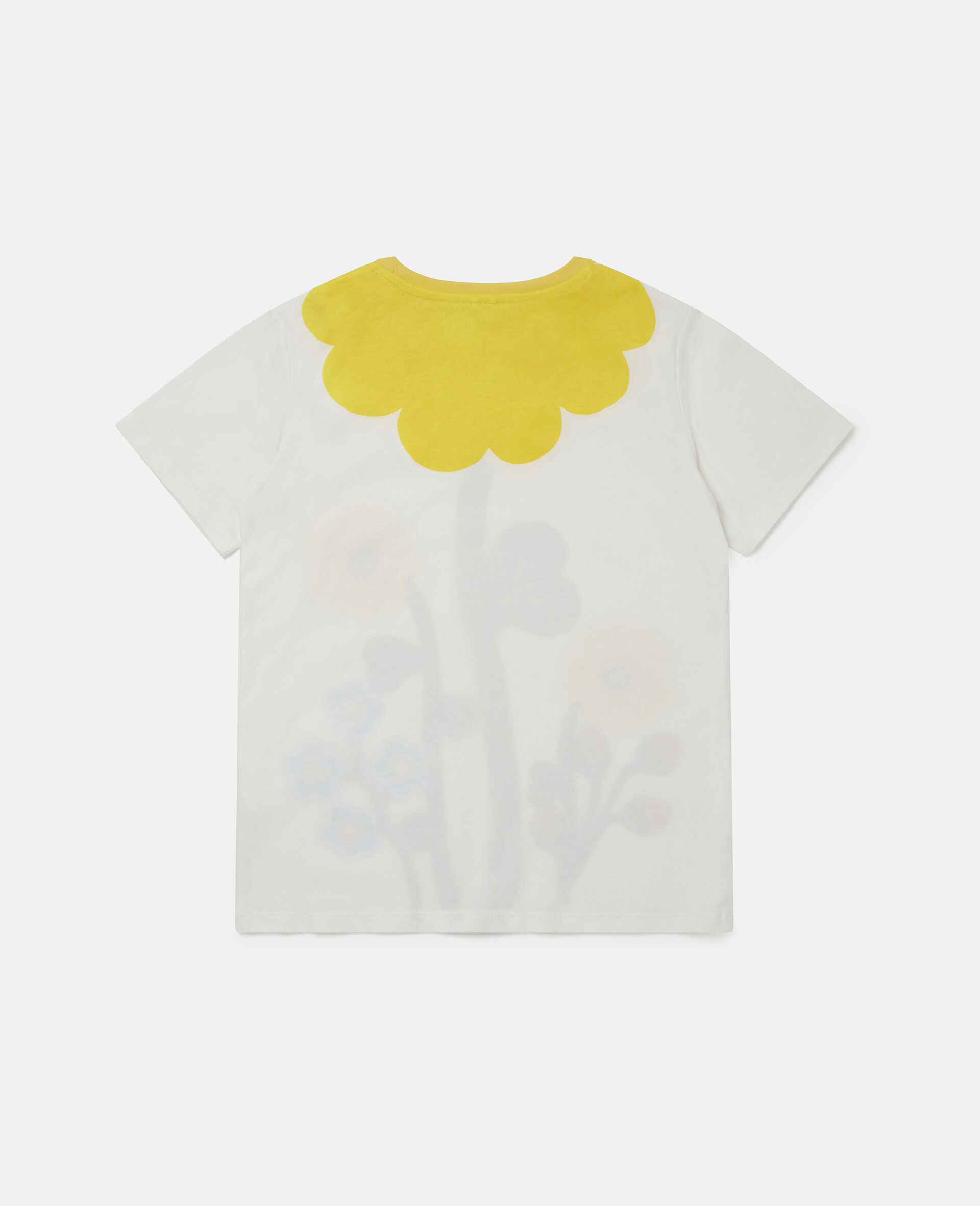 Flower Print Cotton T-shirt-White-large image number 2