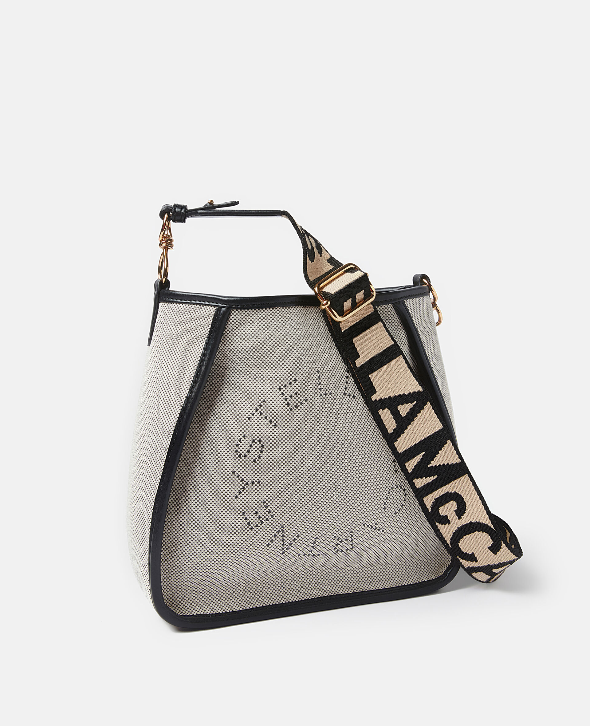 Stella Logo Cotton Canvas Shoulder Bag-Black-large image number 2