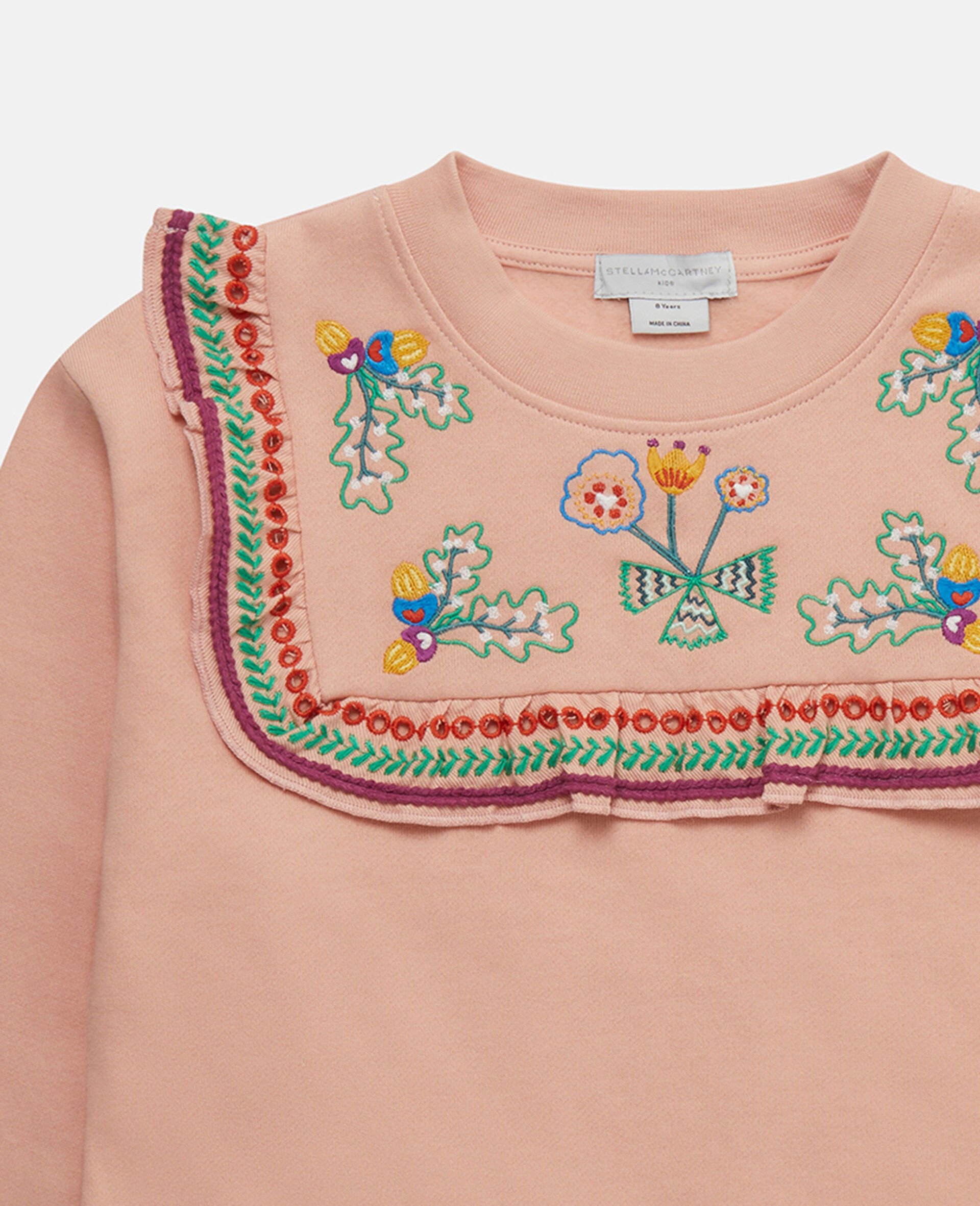 Acorn Embroidery Collared Sweatshirt-Orange-large Acorn Embroidery Collared Sweatshirt-Orange-large image number 4