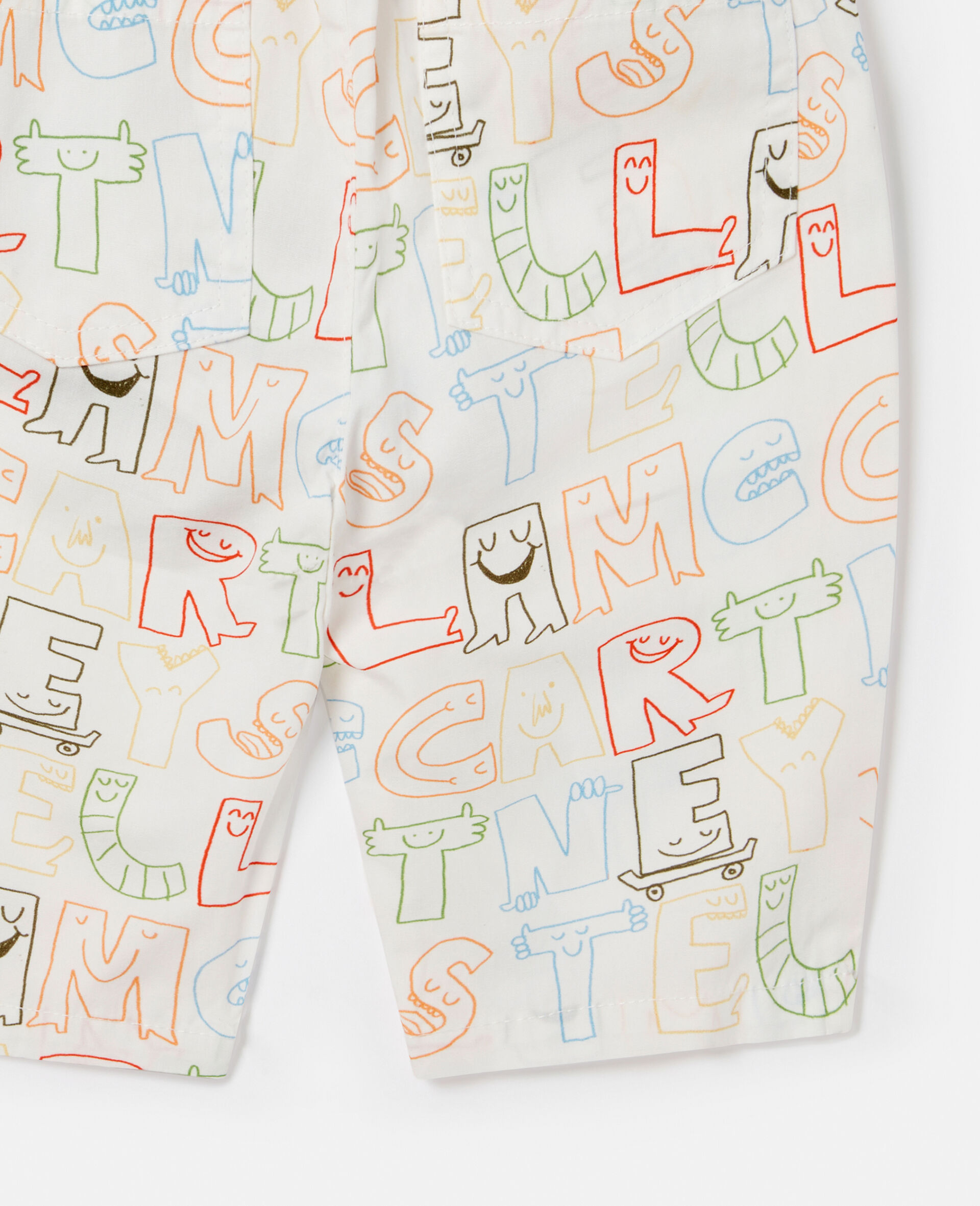 Lettering Print Trousers-Cream-large image number 3
