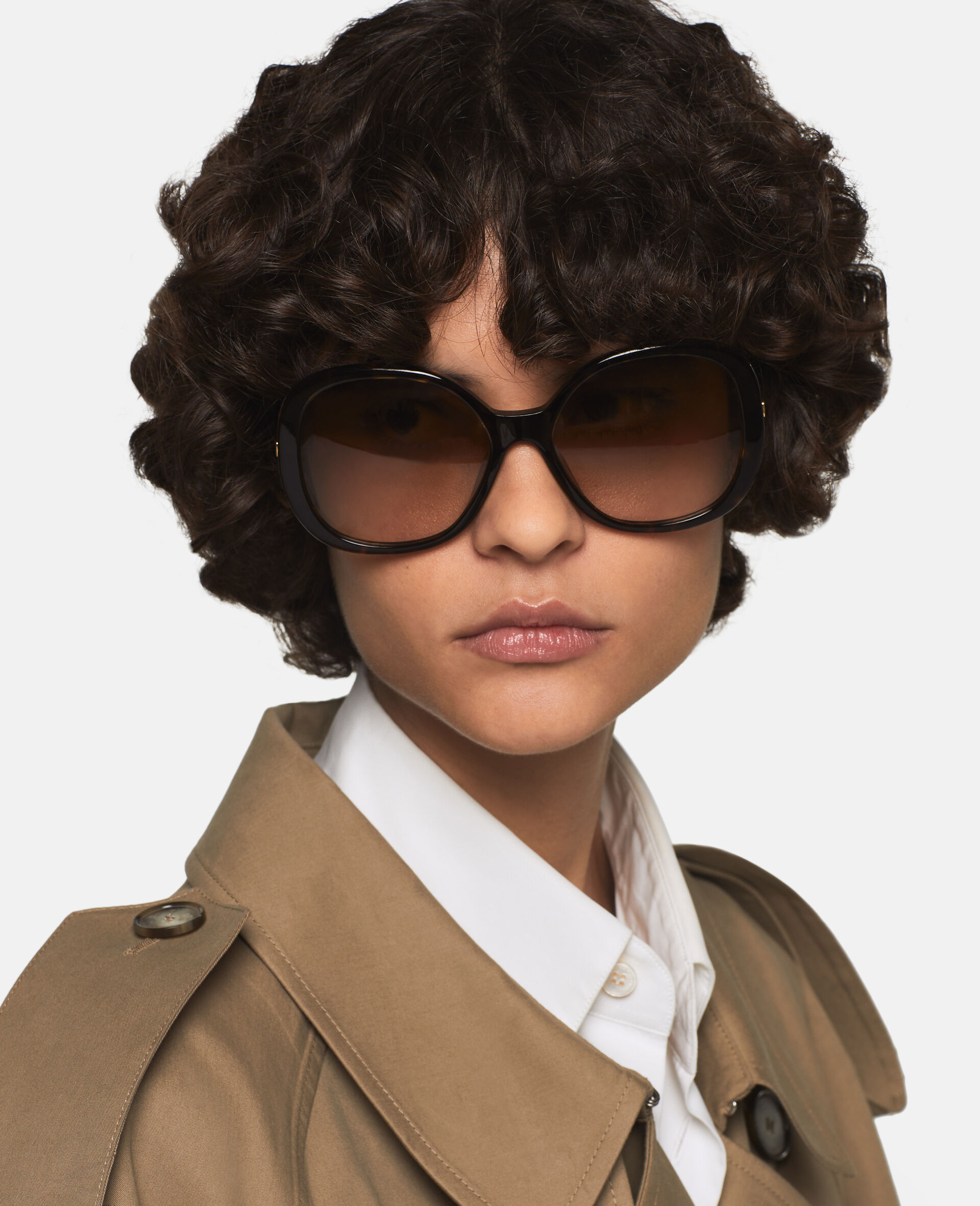 Oversized Round Gradient Sunglasses-Brown-large image number 0