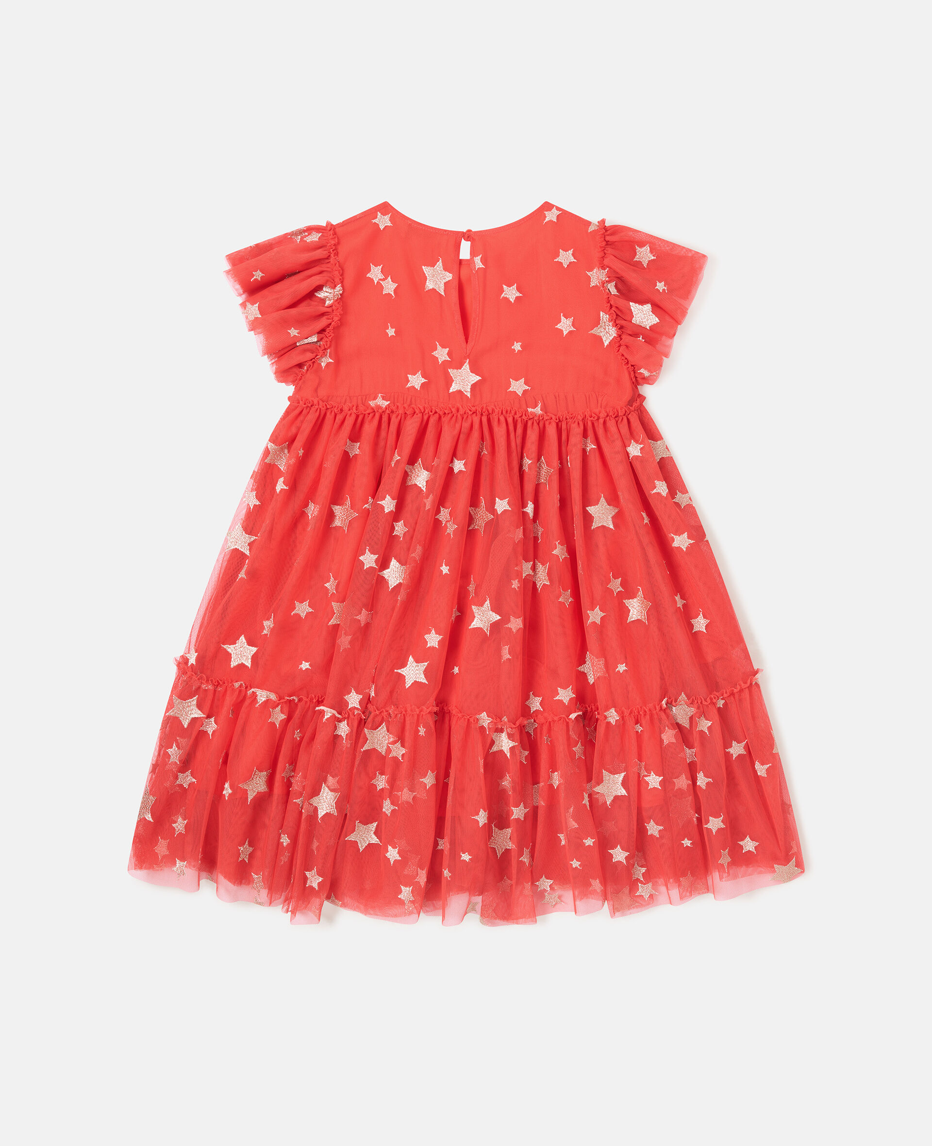 Star-Embroidered Tulle Dress-Red-large image number 2