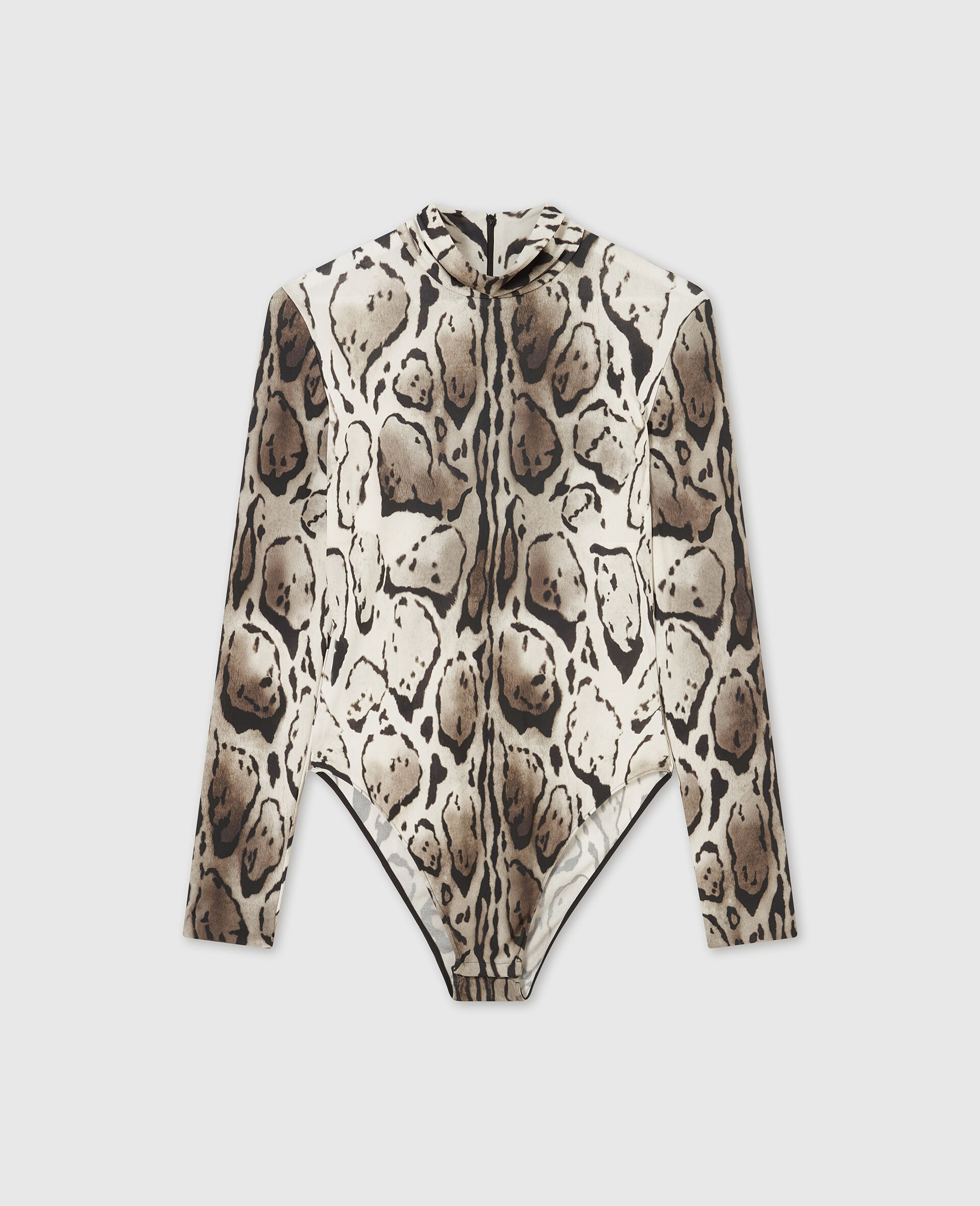 Cloud Leopard High-Neck Bodysuit-Grey-medium