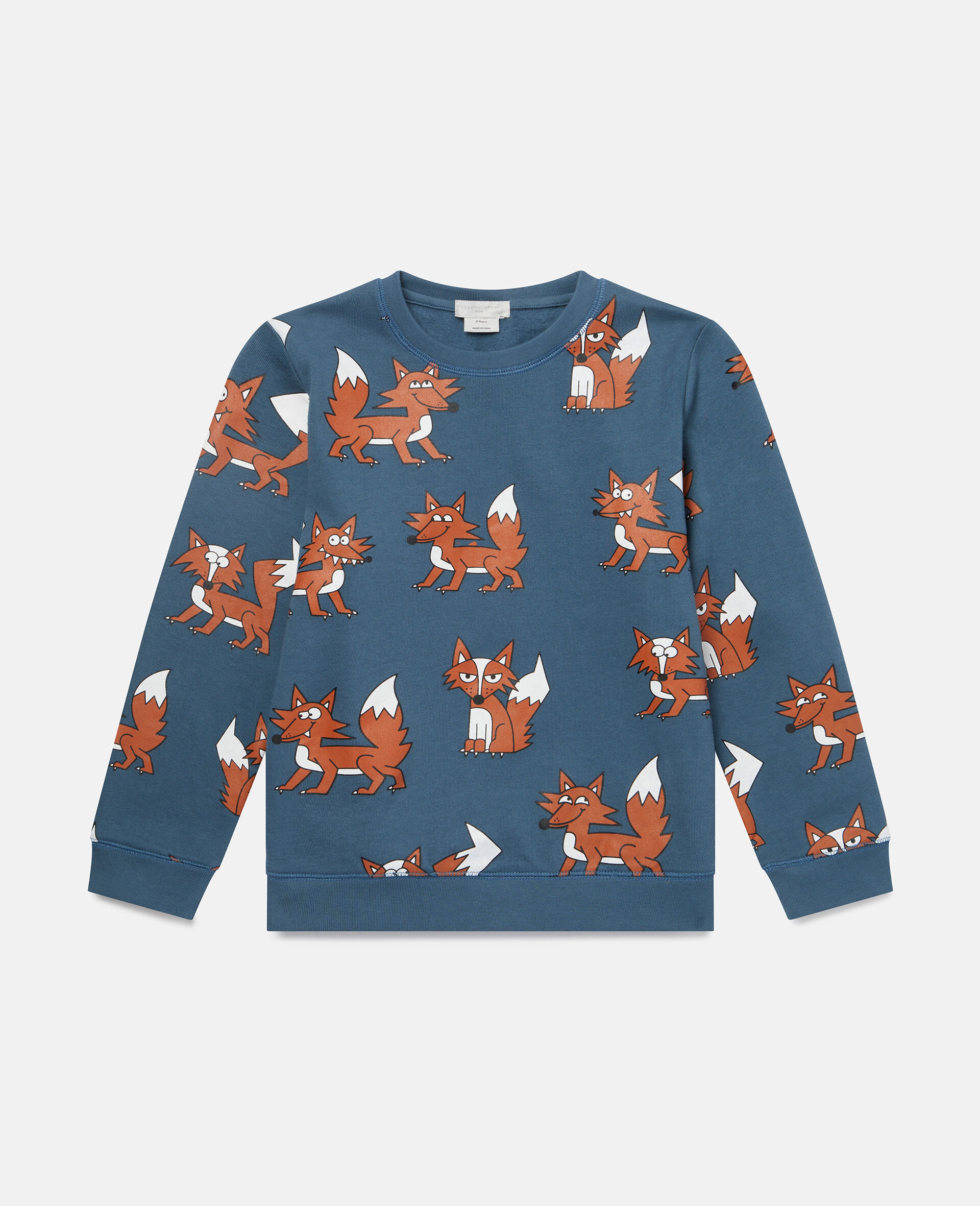 Fox Print Cotton Fleece Sweatshirt-Blue-large image number 0