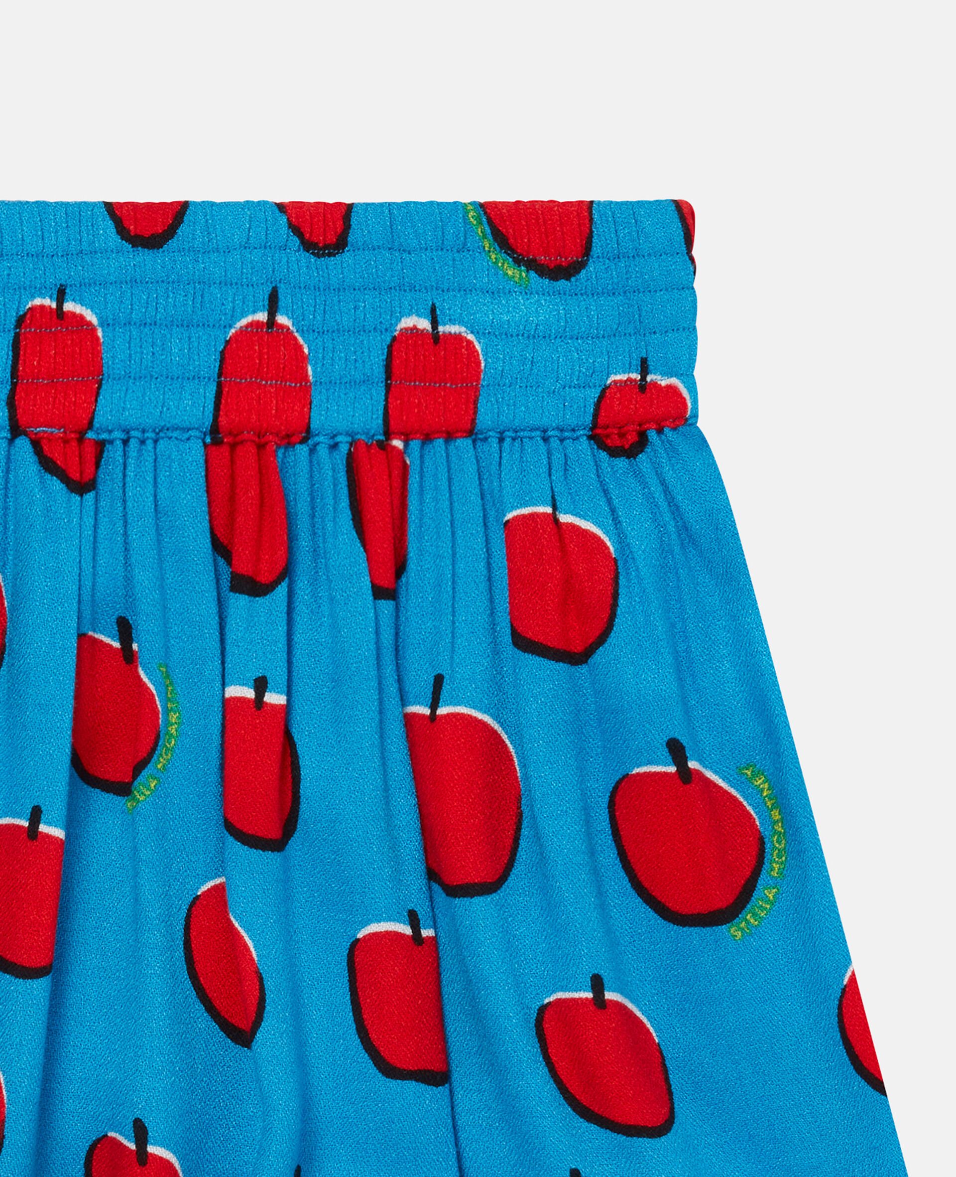 Apple Print Crepe Ruffle Skirt-Blue-large image number 3