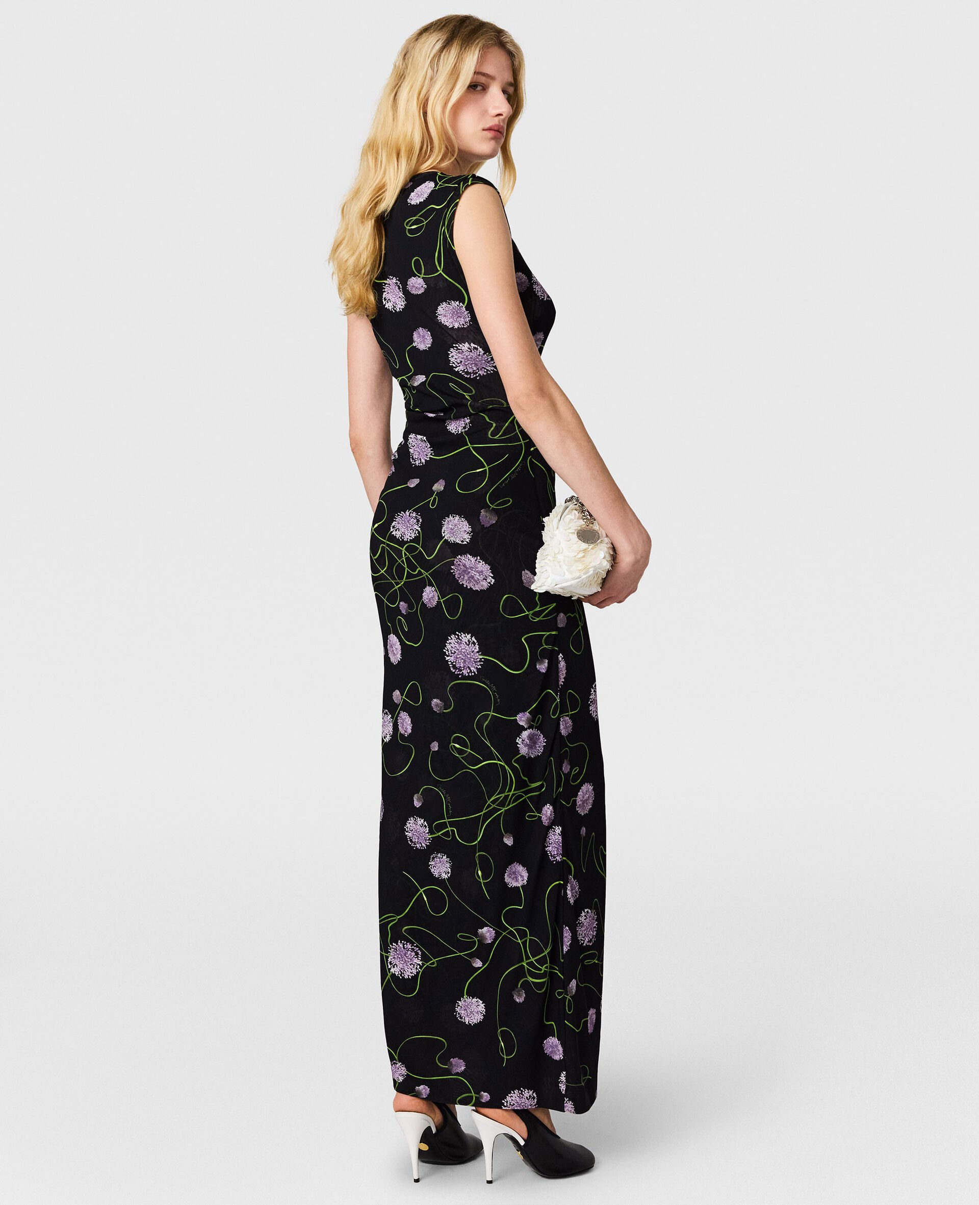 Robe torsadee en mesh floral-Noir-large image number 3