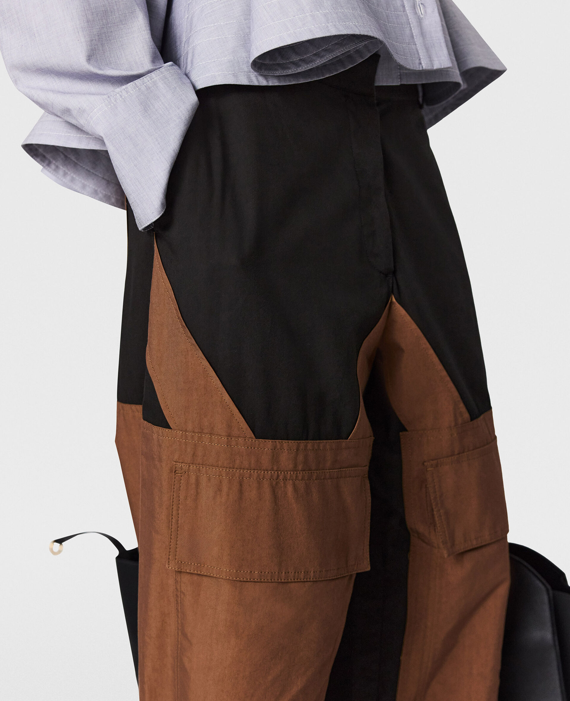 Pantaloni Cargo in Cotone Lavato-Nero-large image number 2