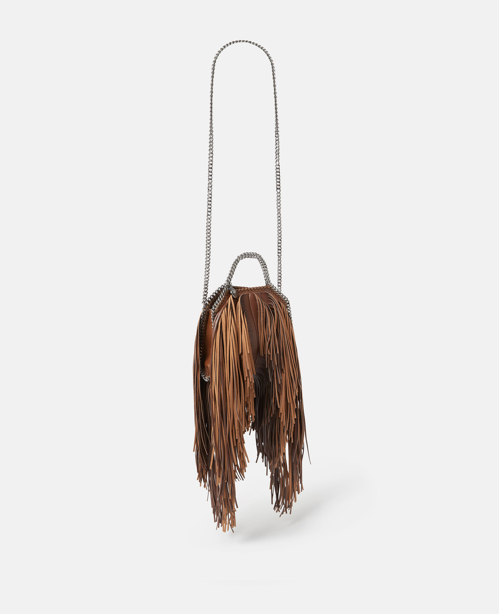 Women DARK CINNAMON Fringe Falabella Tiny Tote Bag Stella McCartney CY