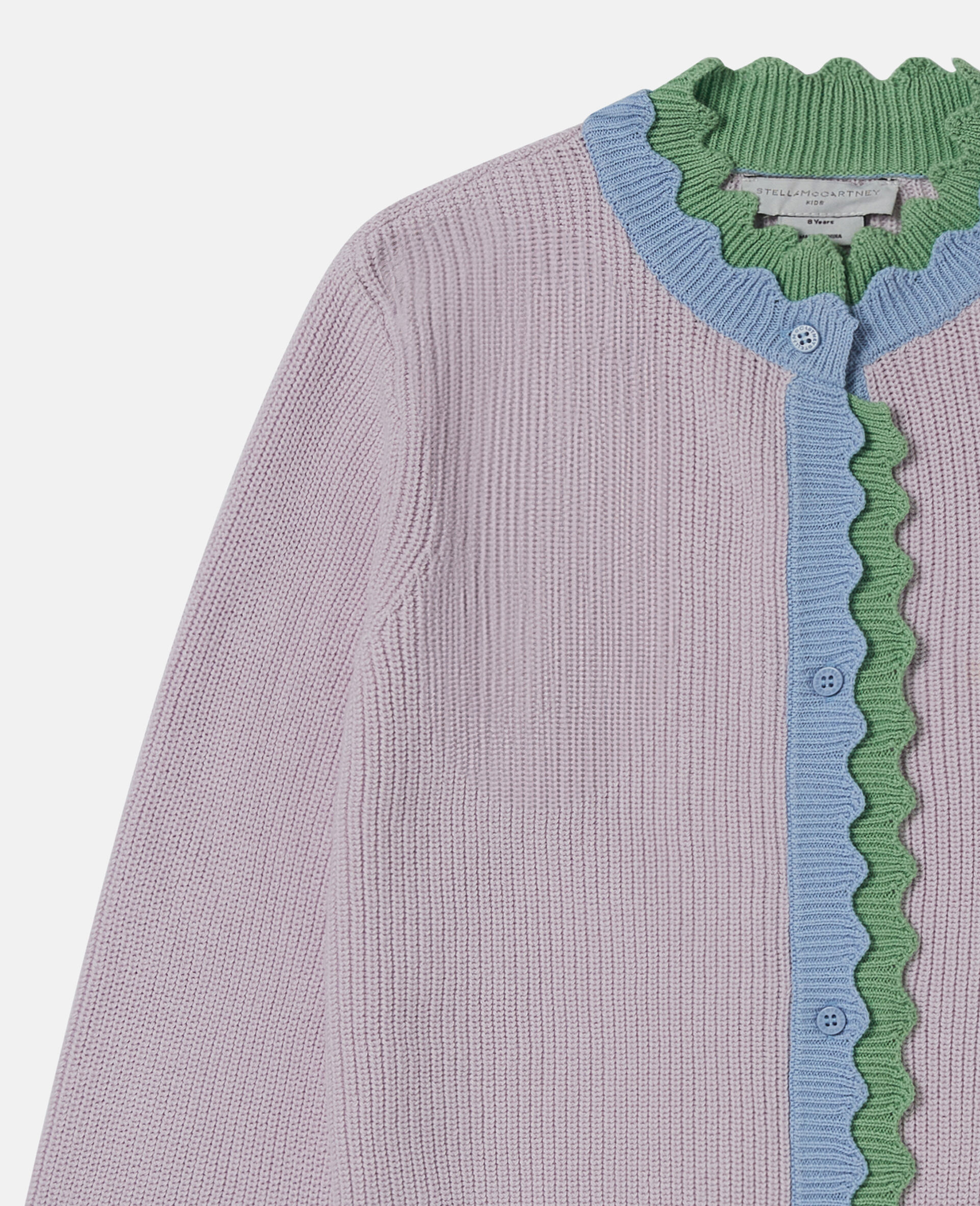 Scalloped Trim Cardigan-Purple-large image number 1