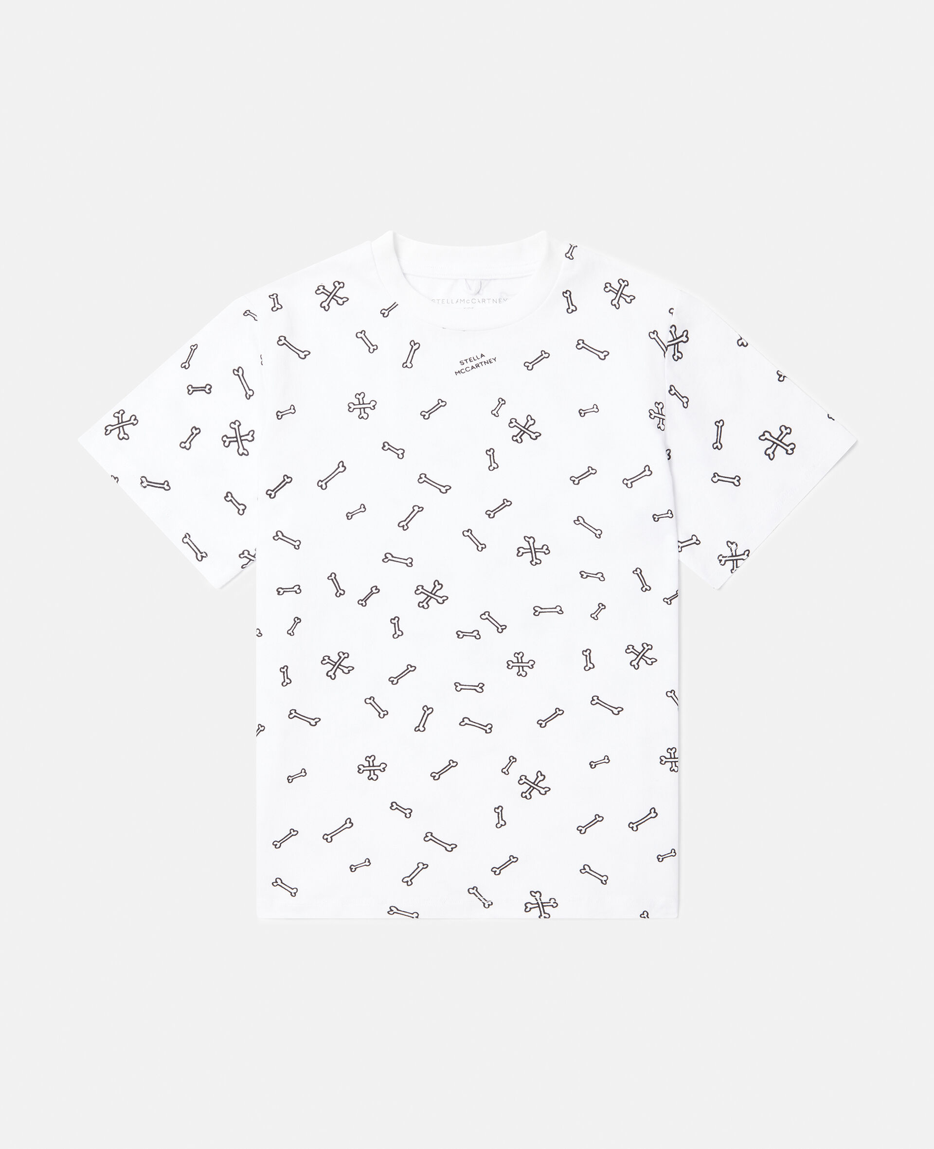 Bones Print T-Shirt-White-large image number 0