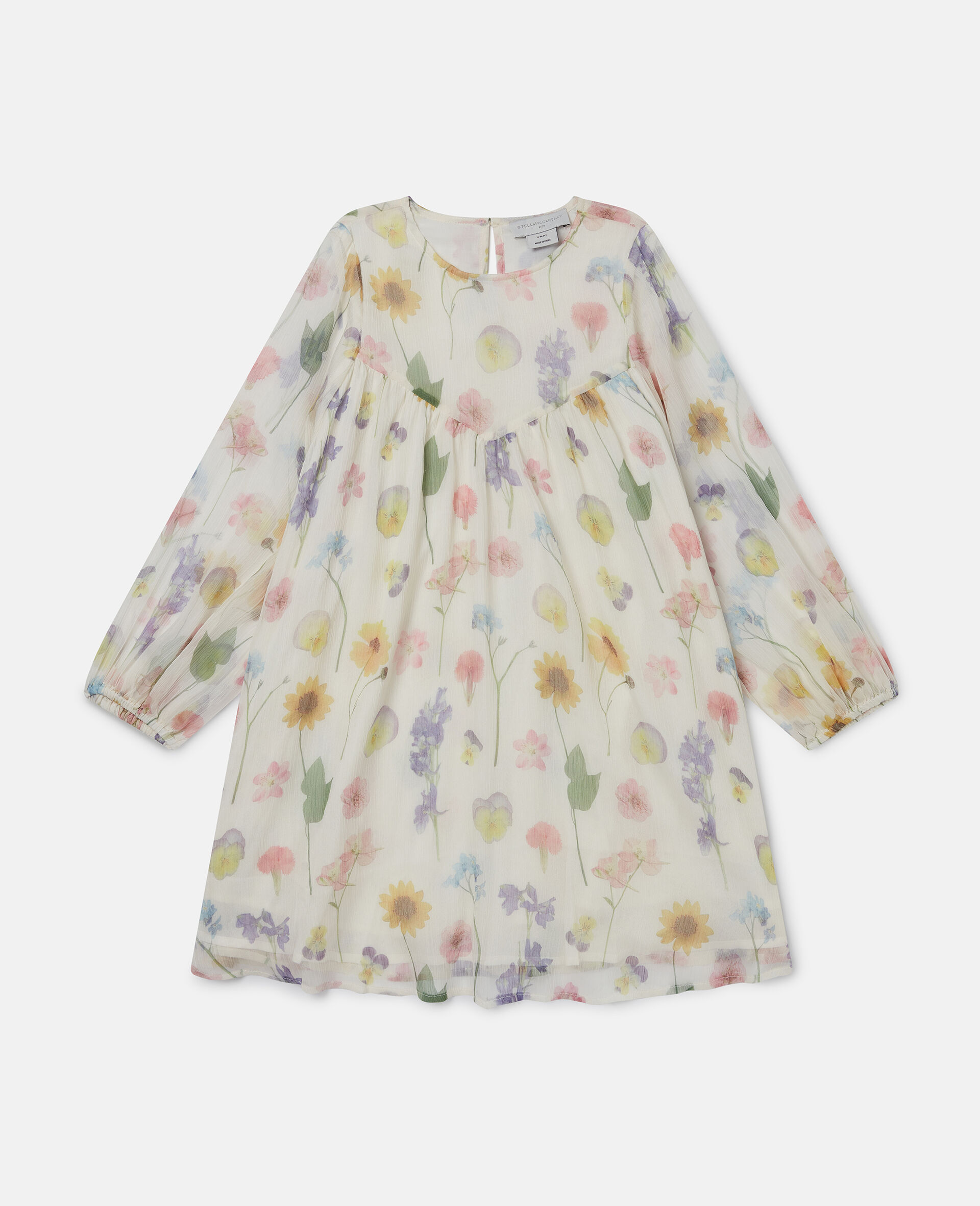 Floral Print Long Sleeve Dress-Cream-large image number 0