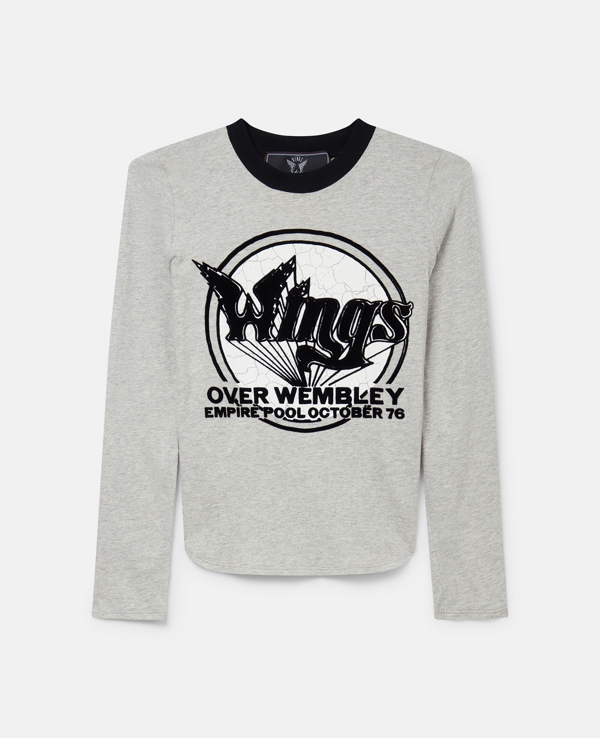 Women Light grey melange Wings Graphic Long-Sleeved Cotton