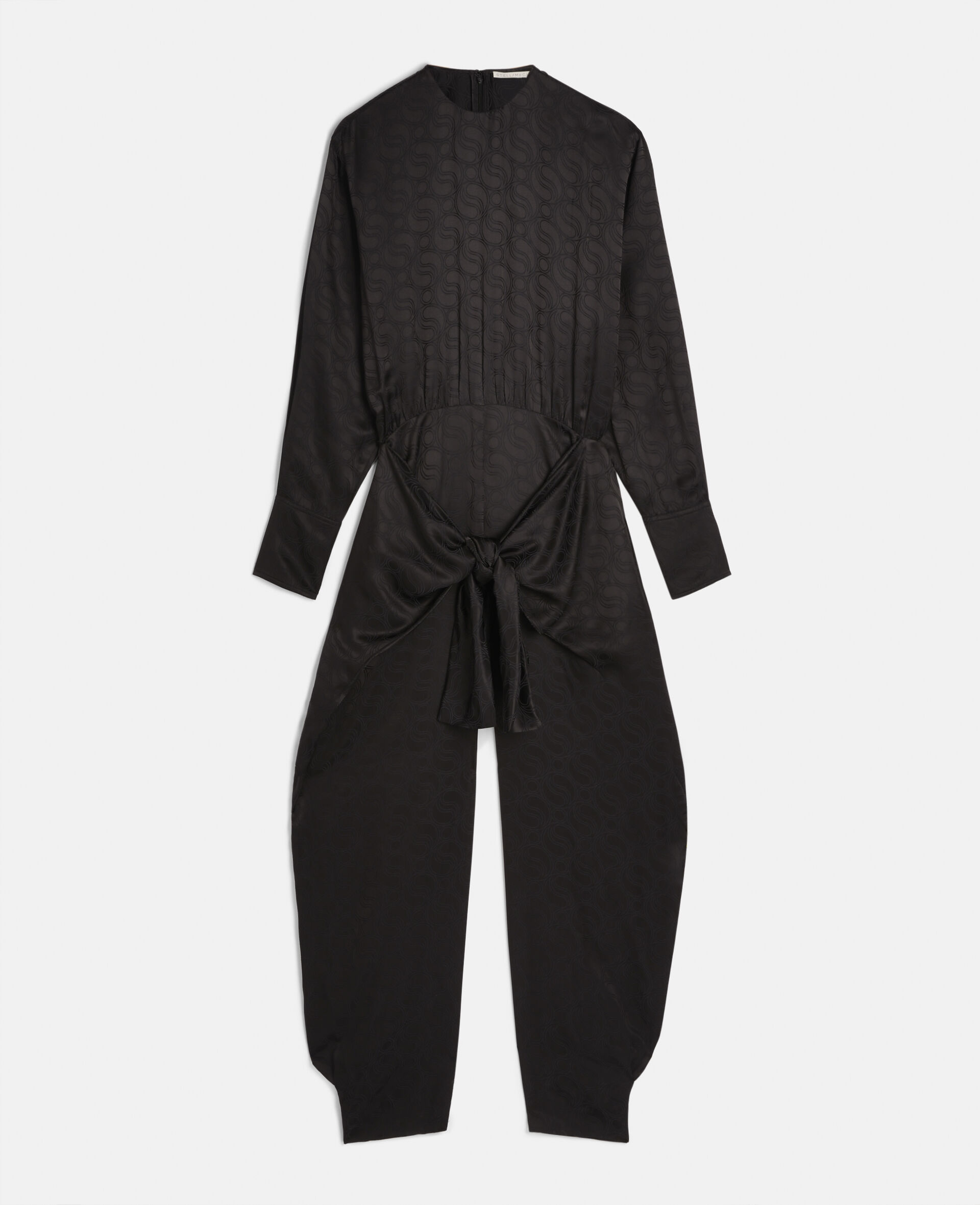 S-Wave Jacquard Wrap Jumpsuit-Black-large image number 0
