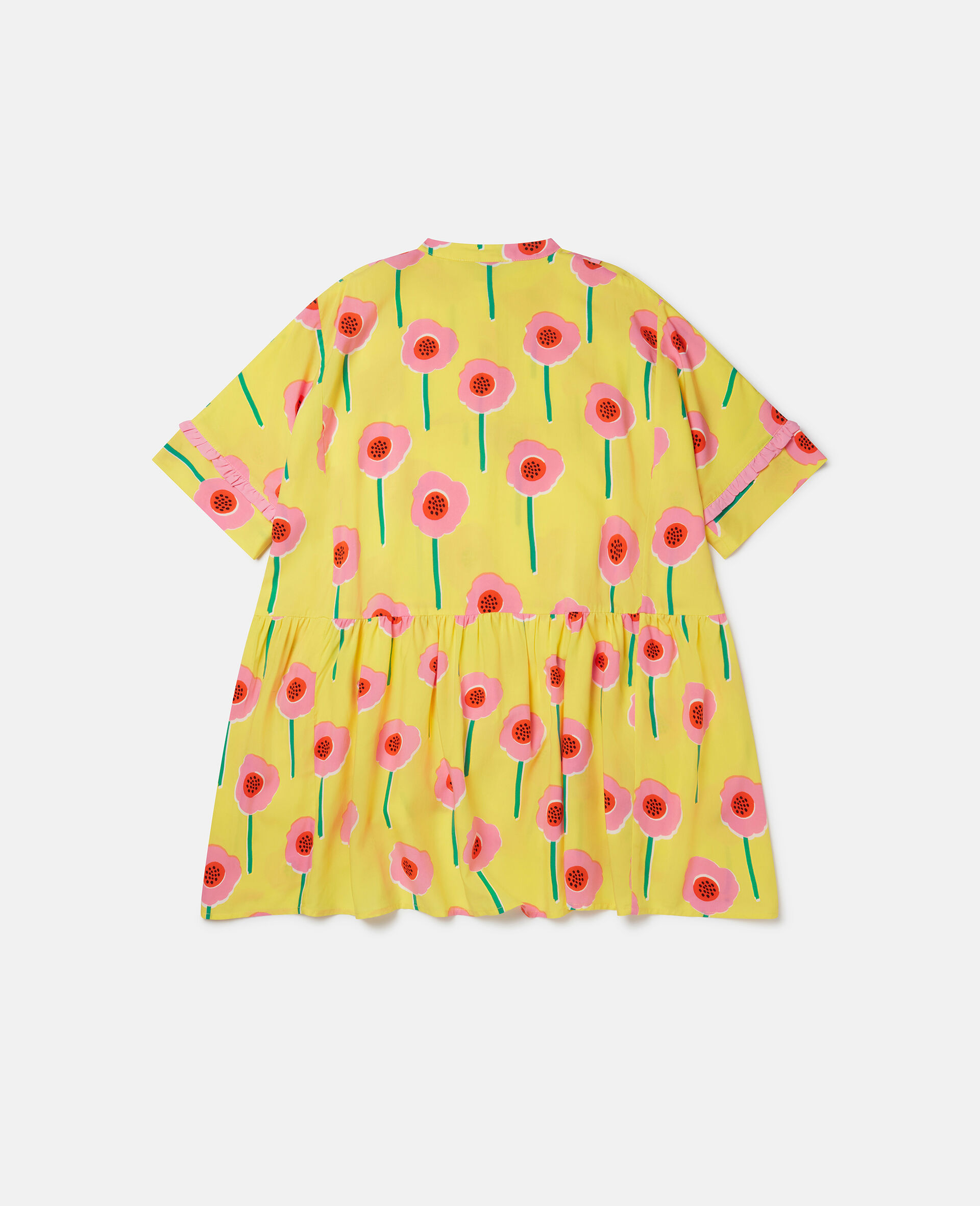 Flower Print Frill Trim Dress-Multicolour-large image number 2